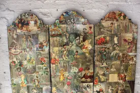A Fabulous c.1950s Vintage Decoupage 'Scrap' Three-Fold Screen