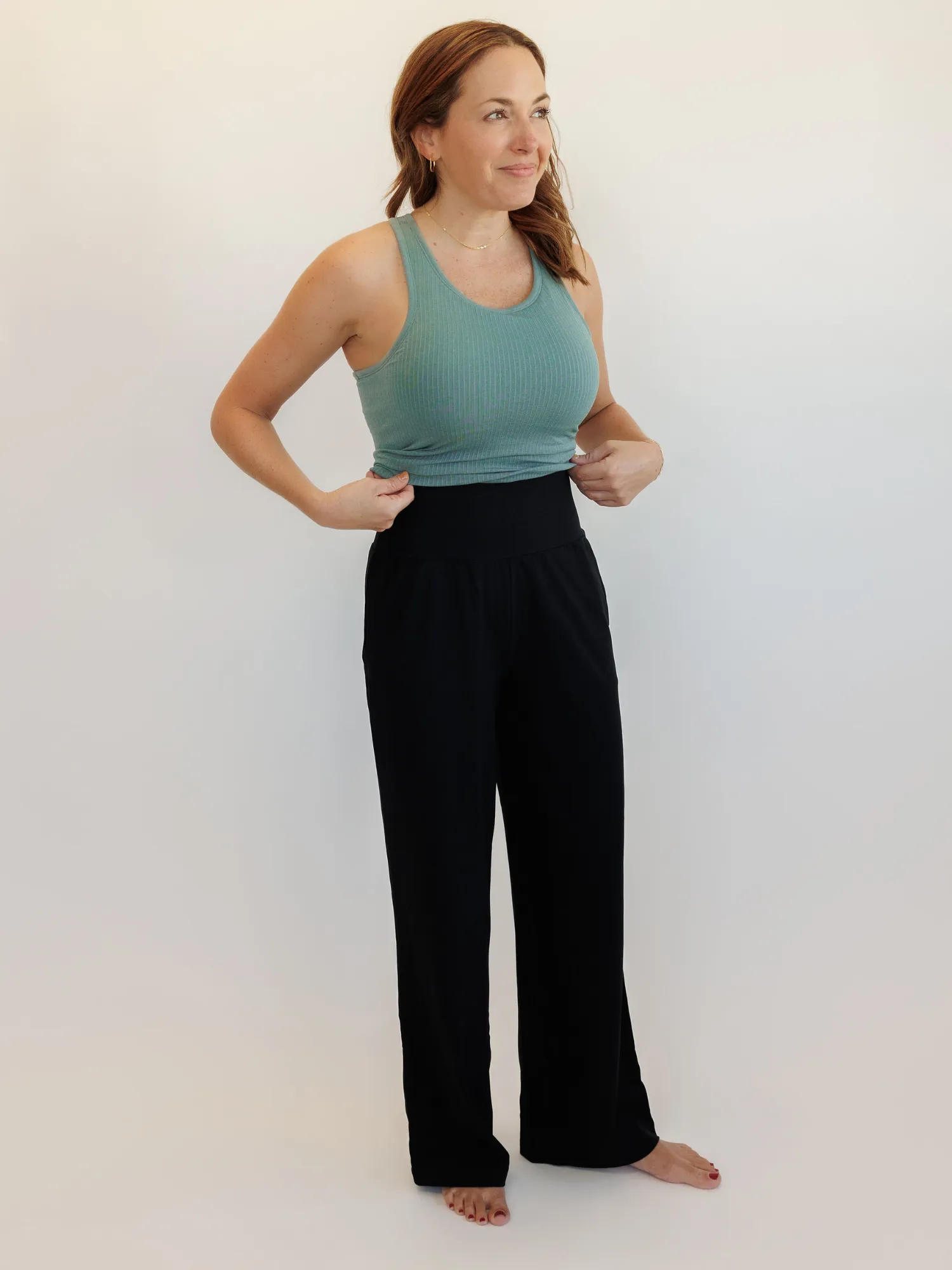 Black "Brittany" Flow Lightweight Wide Leg Pants