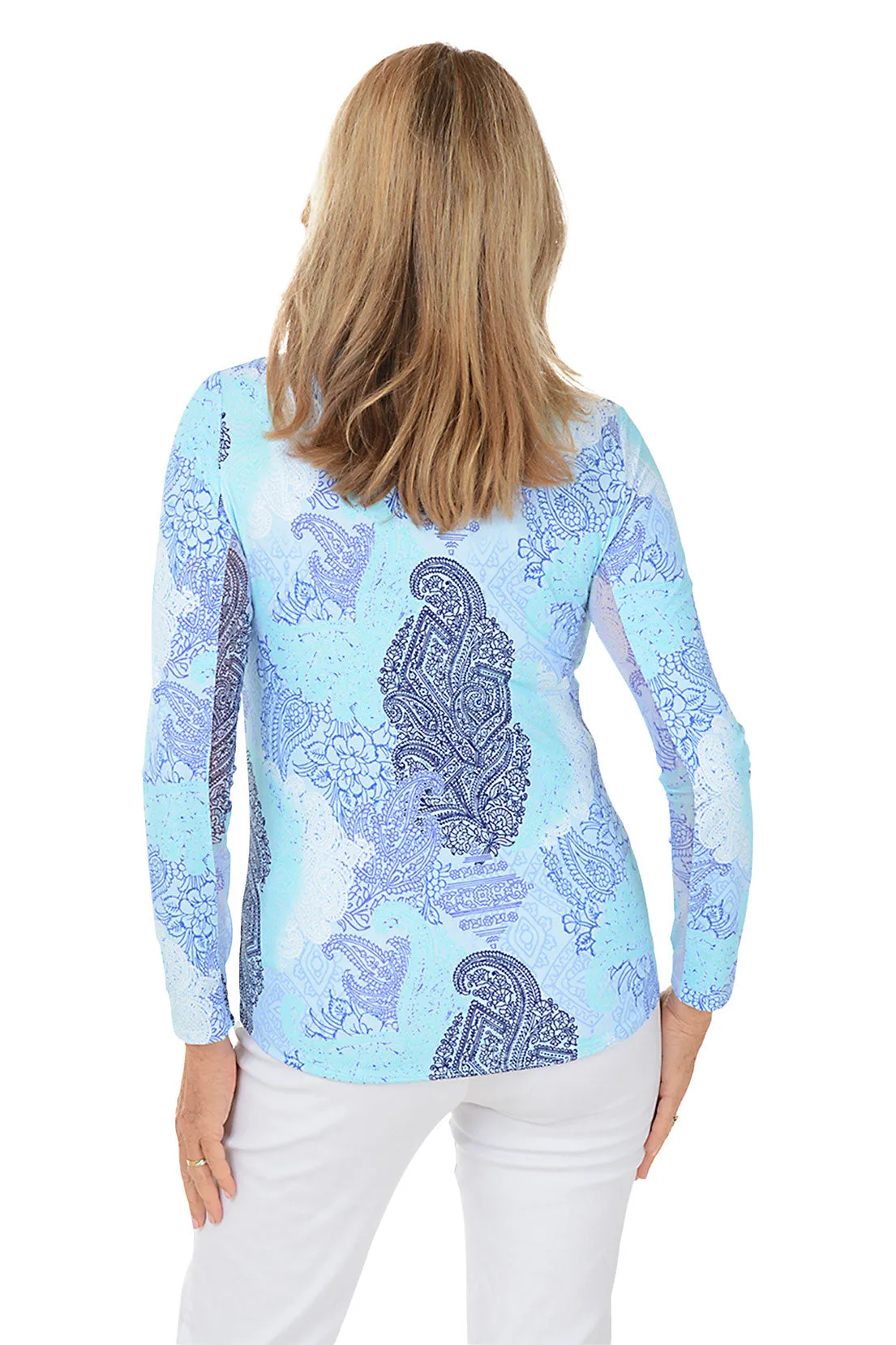 Blue Paisley UPF50  Sun Shirt