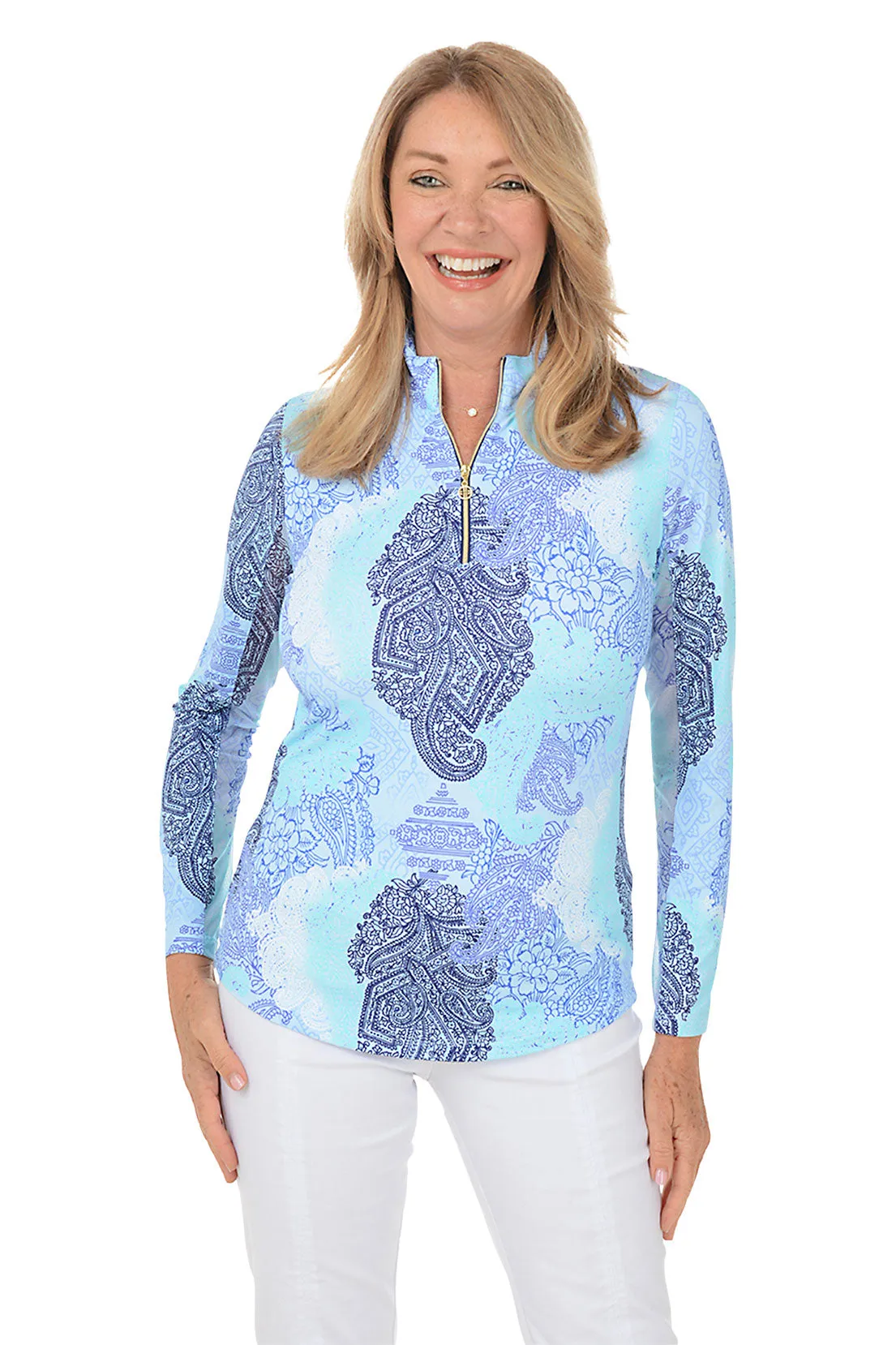 Blue Paisley UPF50  Sun Shirt