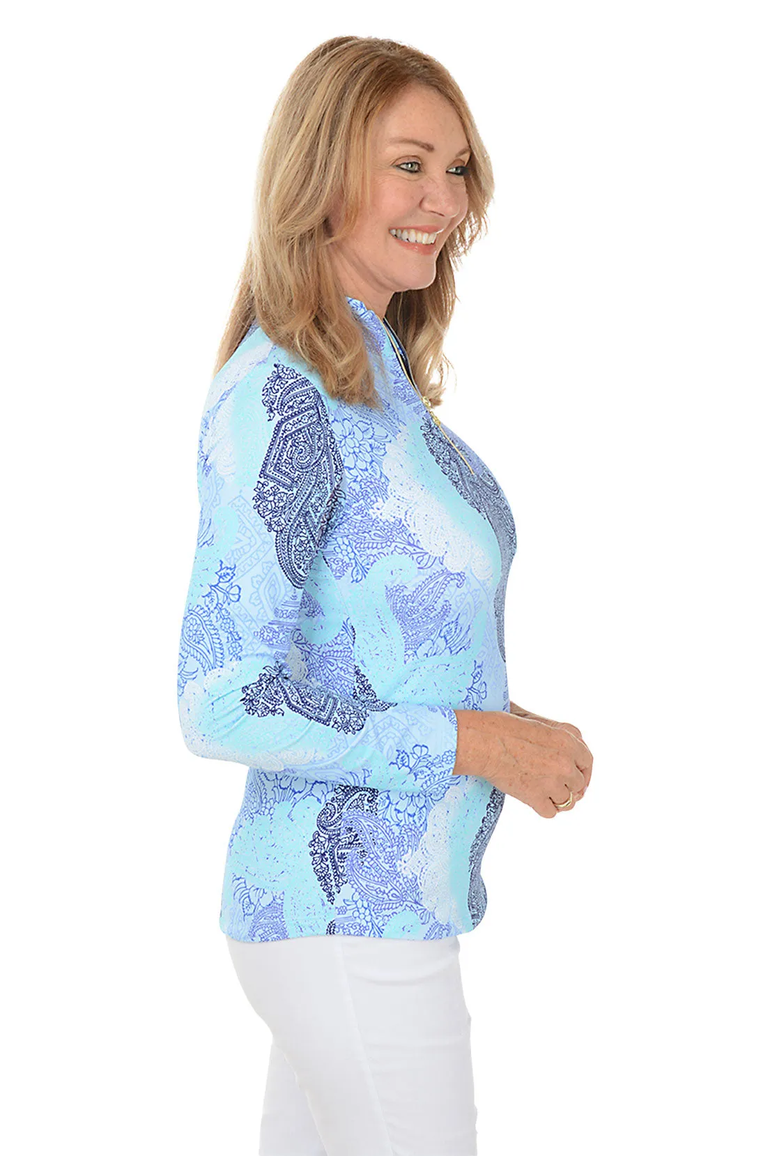 Blue Paisley UPF50  Sun Shirt