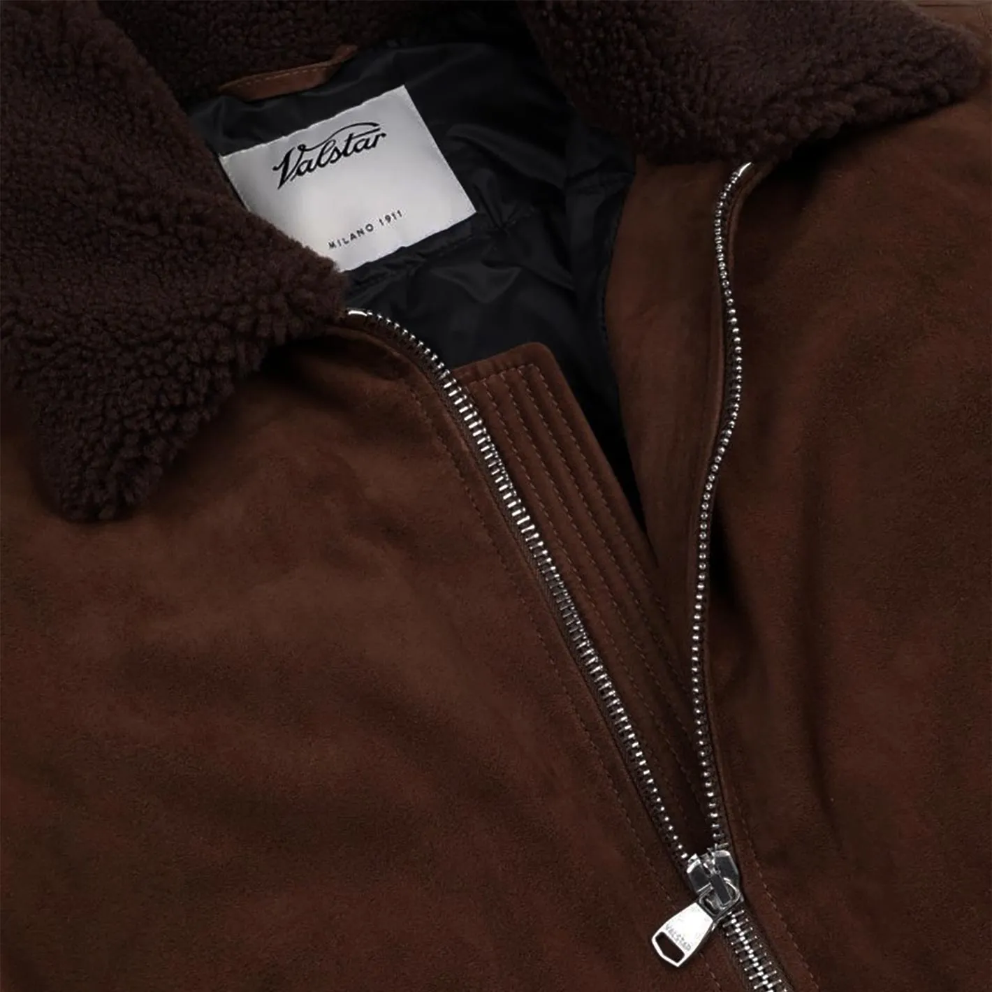 Brown Suede Goose Down Padded Flight Jacket