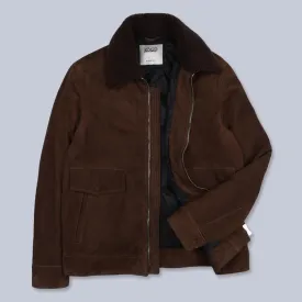 Brown Suede Goose Down Padded Flight Jacket