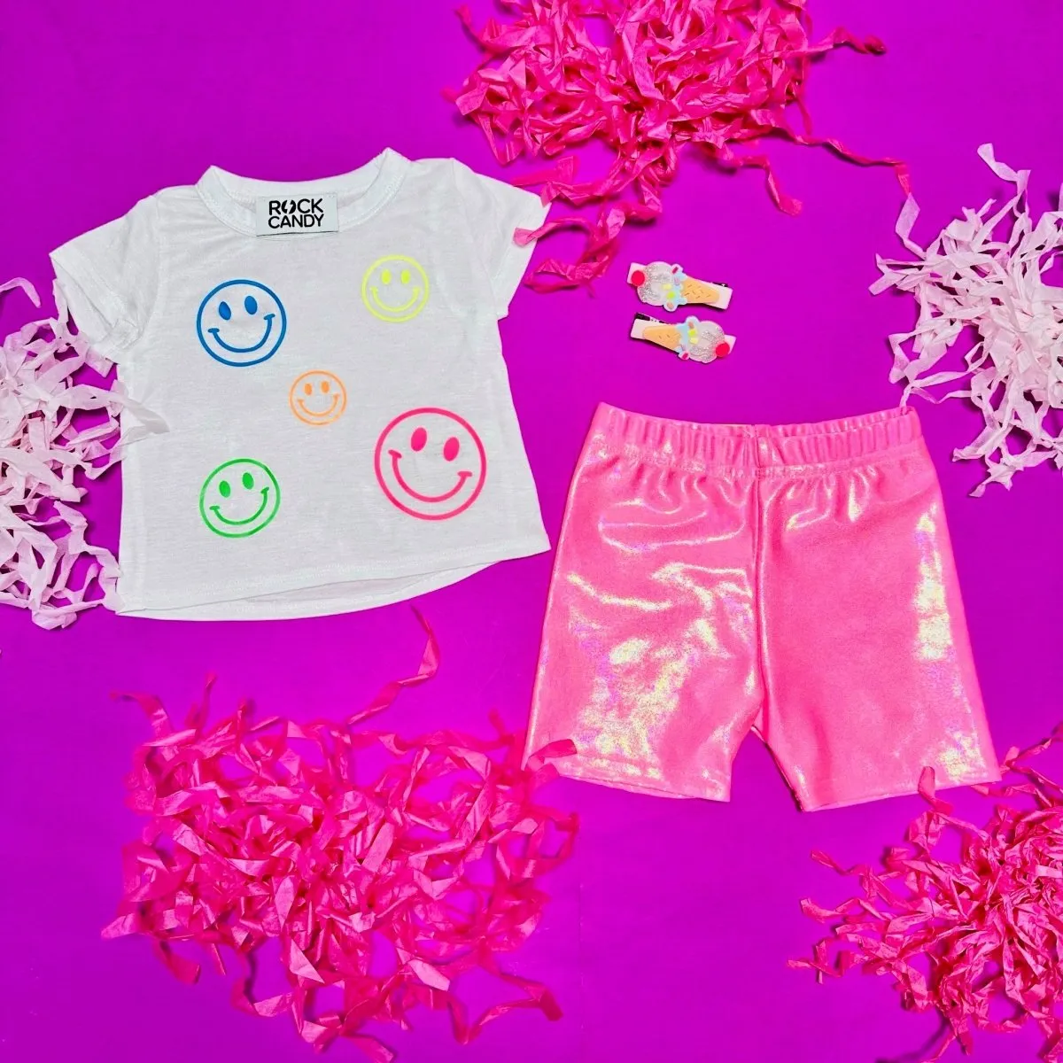 BUBBLEGUM METALLIC BIKER SHORTS