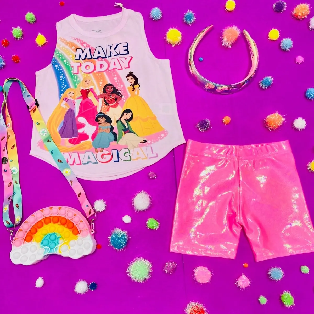 BUBBLEGUM METALLIC BIKER SHORTS