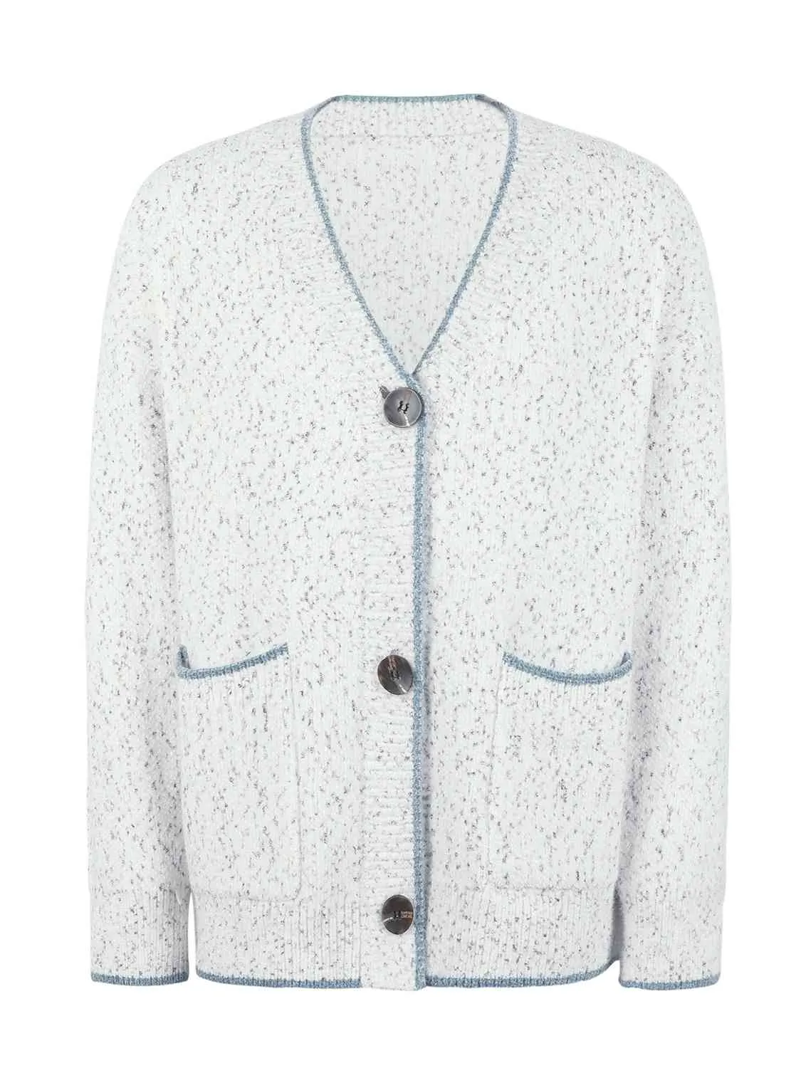 Button Down V-Neck Cardigan with Pockets