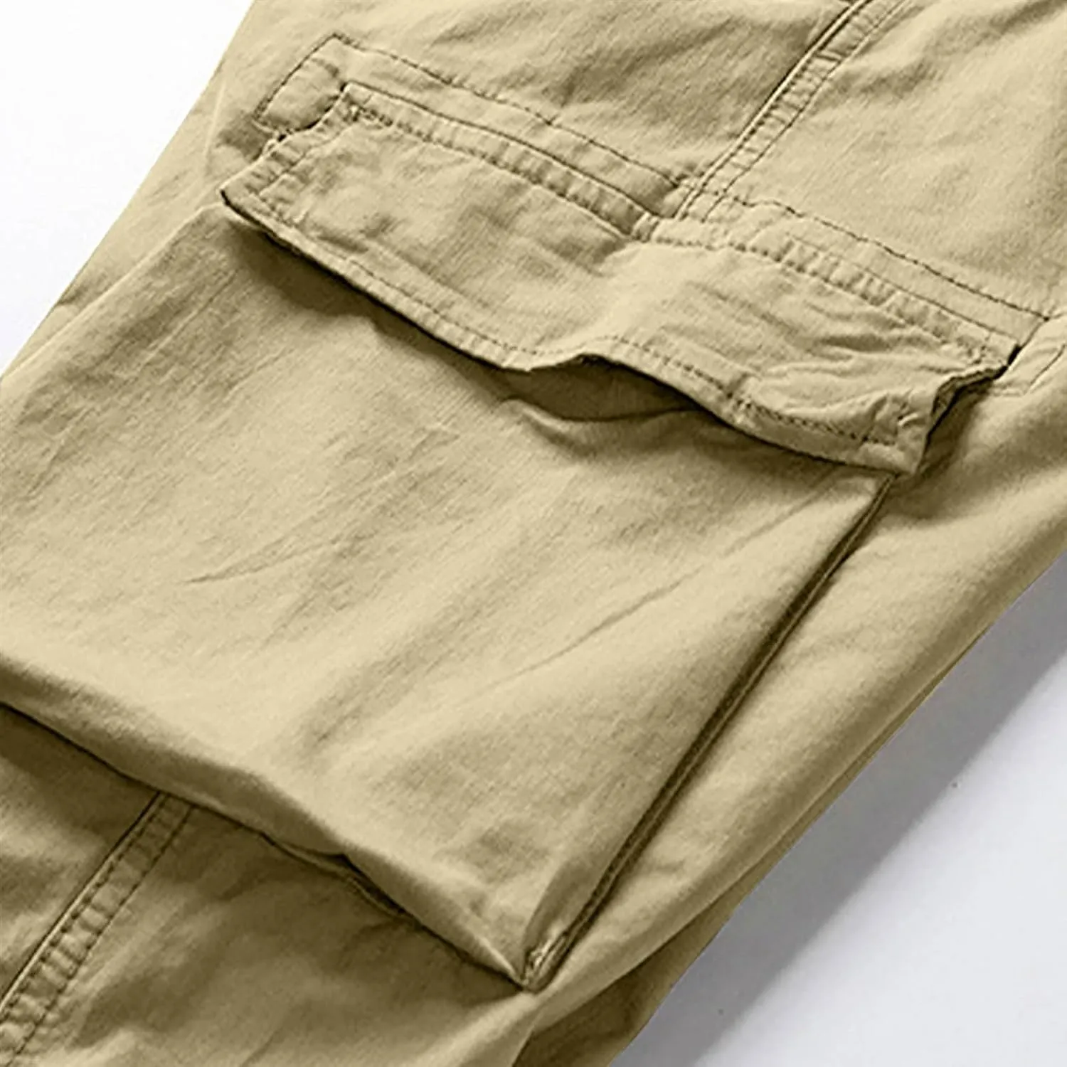 Casual Cargo Pants for Men Drawstring Elastic Waist Athletic Tapered Pants Outdoor Sports Joggers with Multi Pockets