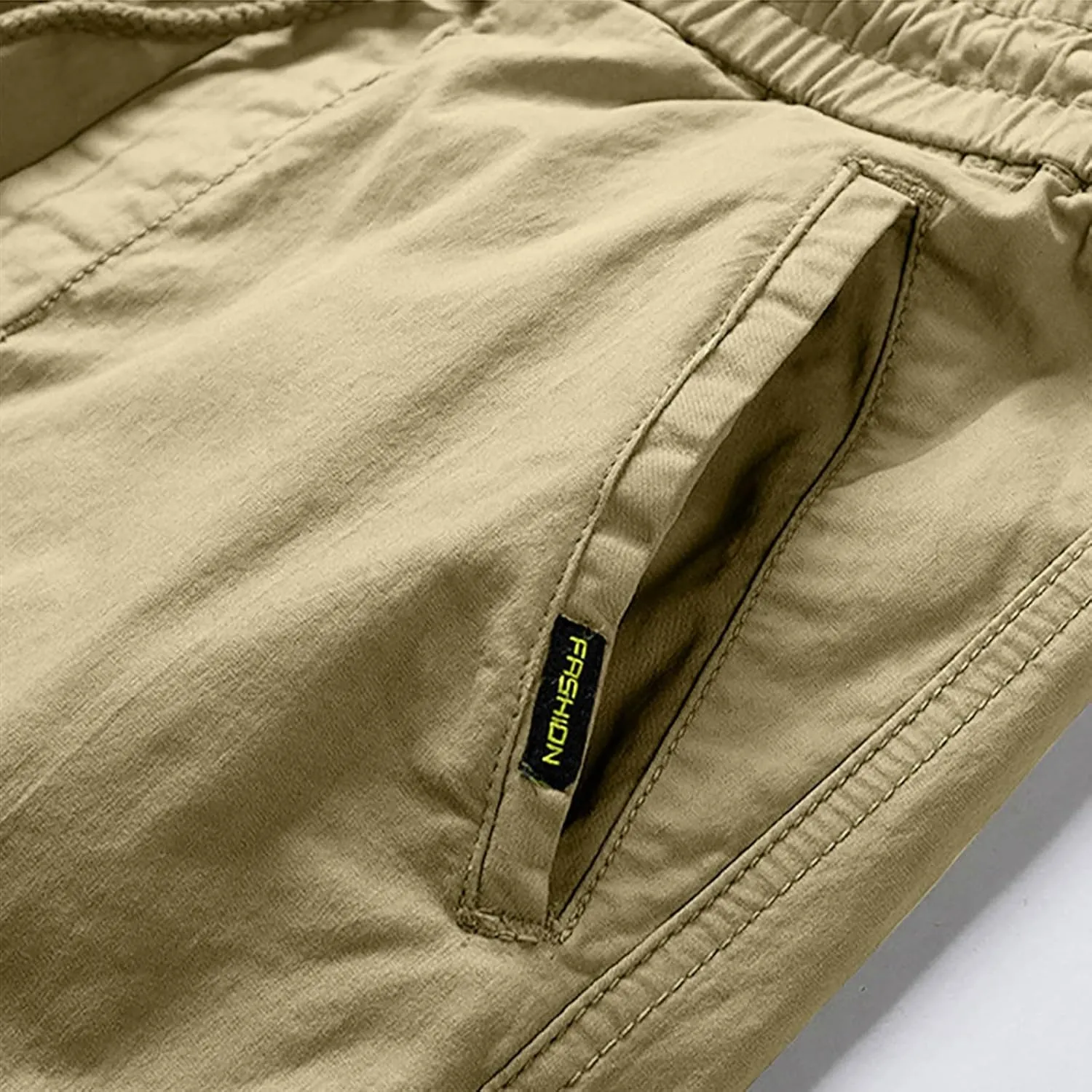 Casual Cargo Pants for Men Drawstring Elastic Waist Athletic Tapered Pants Outdoor Sports Joggers with Multi Pockets