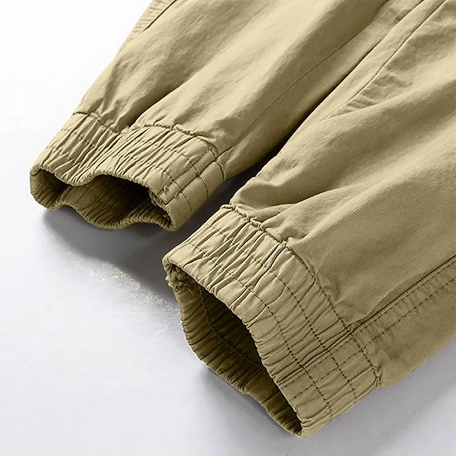 Casual Cargo Pants for Men Drawstring Elastic Waist Athletic Tapered Pants Outdoor Sports Joggers with Multi Pockets