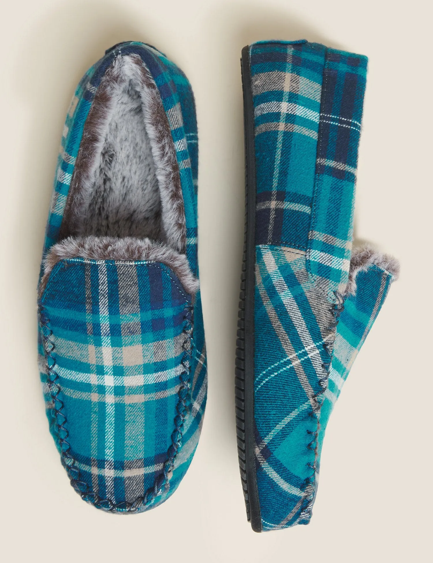 Checked Moccasin Slippers with Freshfeet™