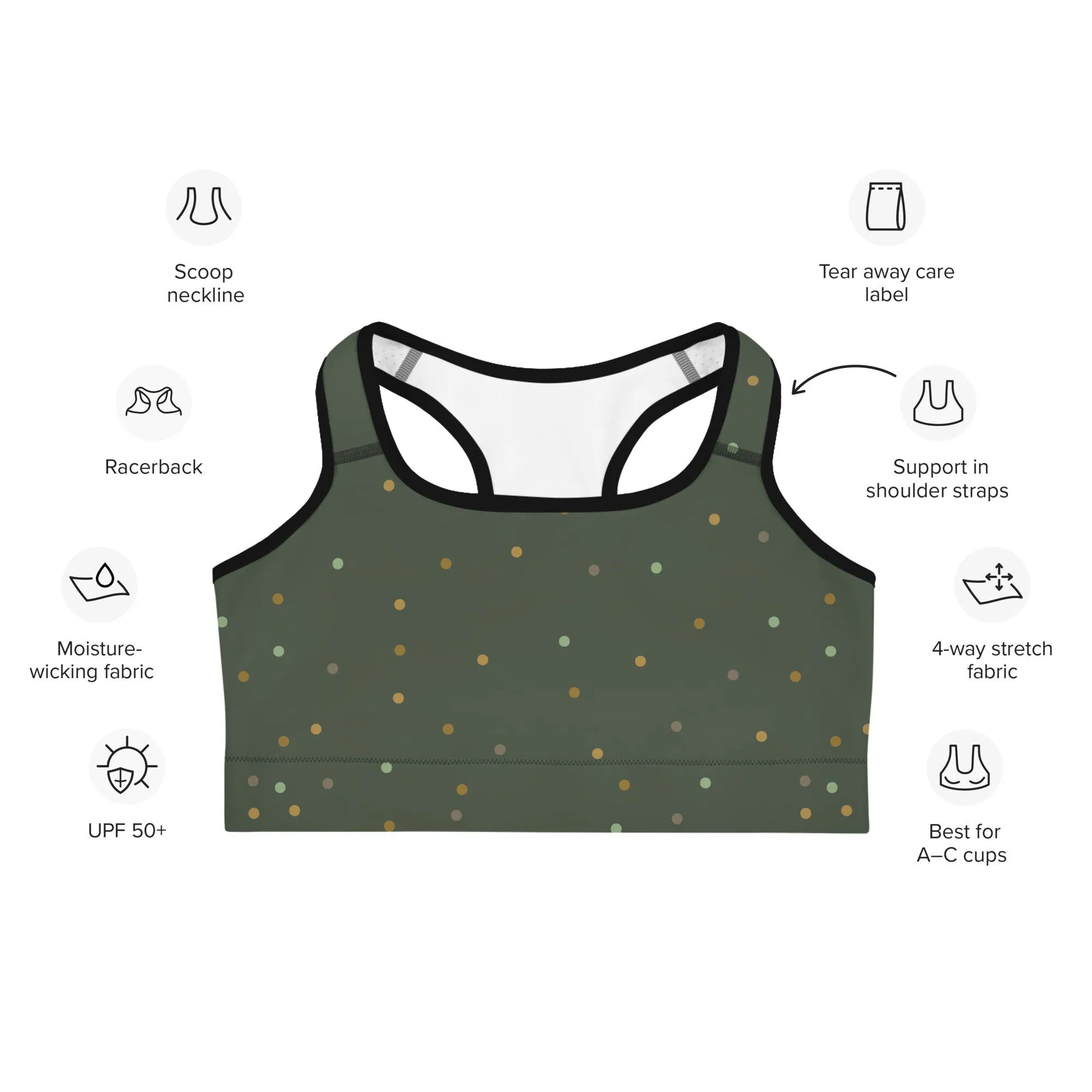 Forest Green and Gold Sports Bra