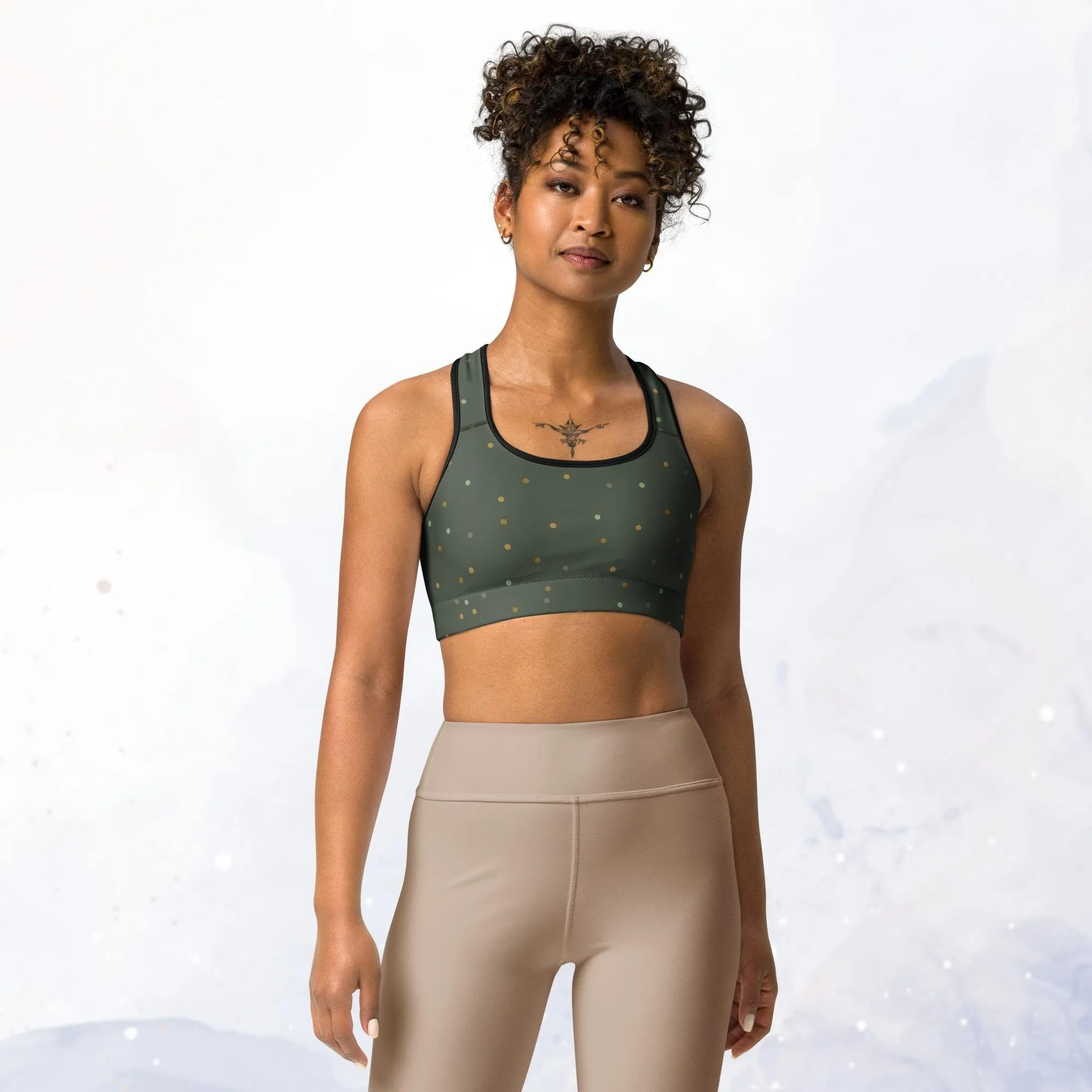 Forest Green and Gold Sports Bra