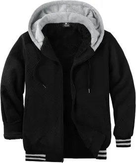 GEEK LIGHTING Mens Fleece Lined Hoodies Zip Up Waffle Knit Thicken Hooded Sweatshirts Winter Jackets