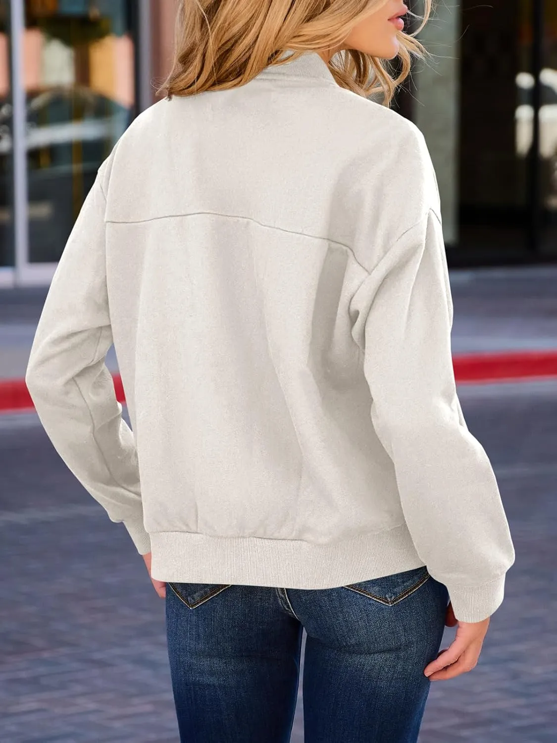 GeGekoko Womens Zip Up Sweatshirts Jackets Long Sleeve Casual Loose Outwear with Pockets