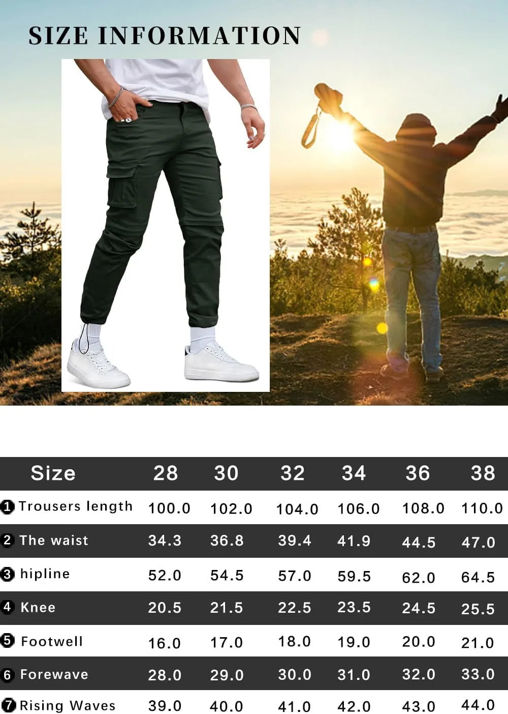 GINGTTO Mens Outdoor Hiking Convertible Pants Slim Fit Stretch Cargo Joggers Lightweight Work Pants for Men