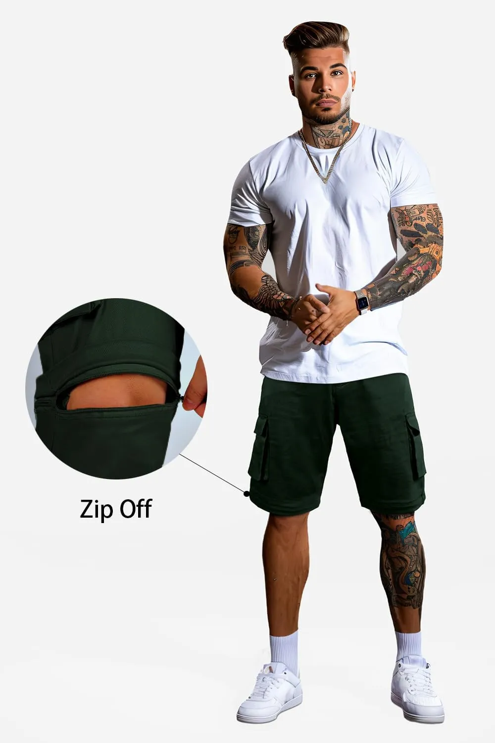 GINGTTO Mens Outdoor Hiking Convertible Pants Slim Fit Stretch Cargo Joggers Lightweight Work Pants for Men