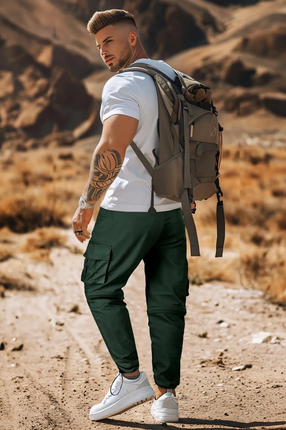 GINGTTO Mens Outdoor Hiking Convertible Pants Slim Fit Stretch Cargo Joggers Lightweight Work Pants for Men