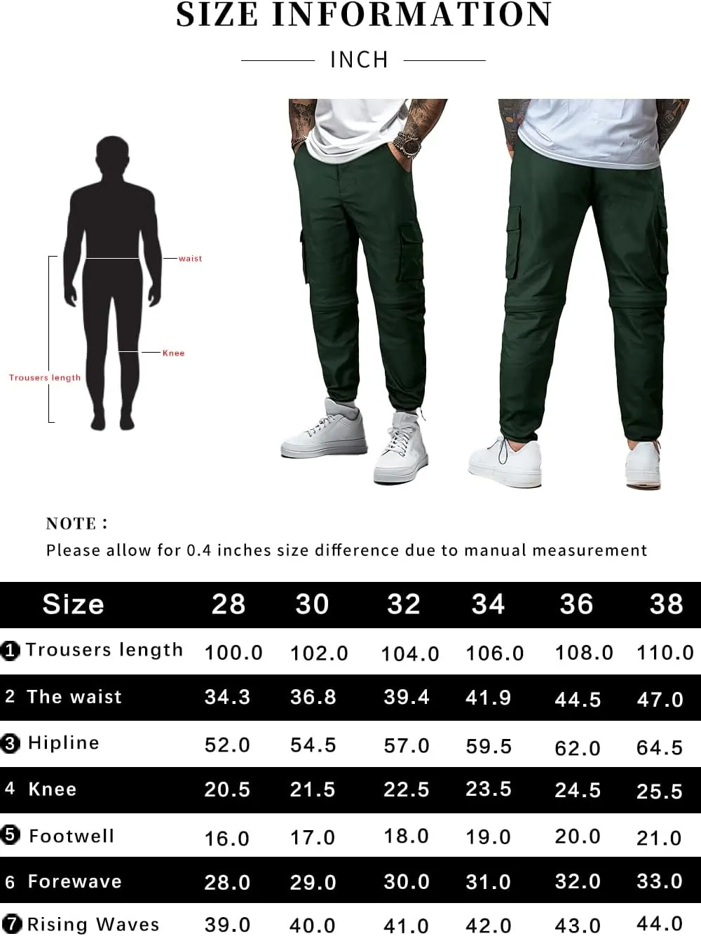 GINGTTO Mens Outdoor Hiking Convertible Pants Slim Fit Stretch Cargo Joggers Lightweight Work Pants for Men