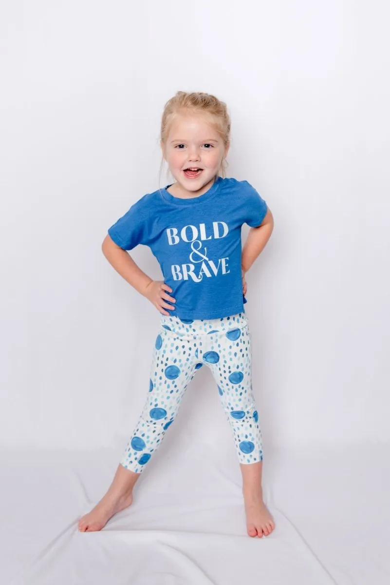 Girls Blue Polka Dot Athletic Wear Set