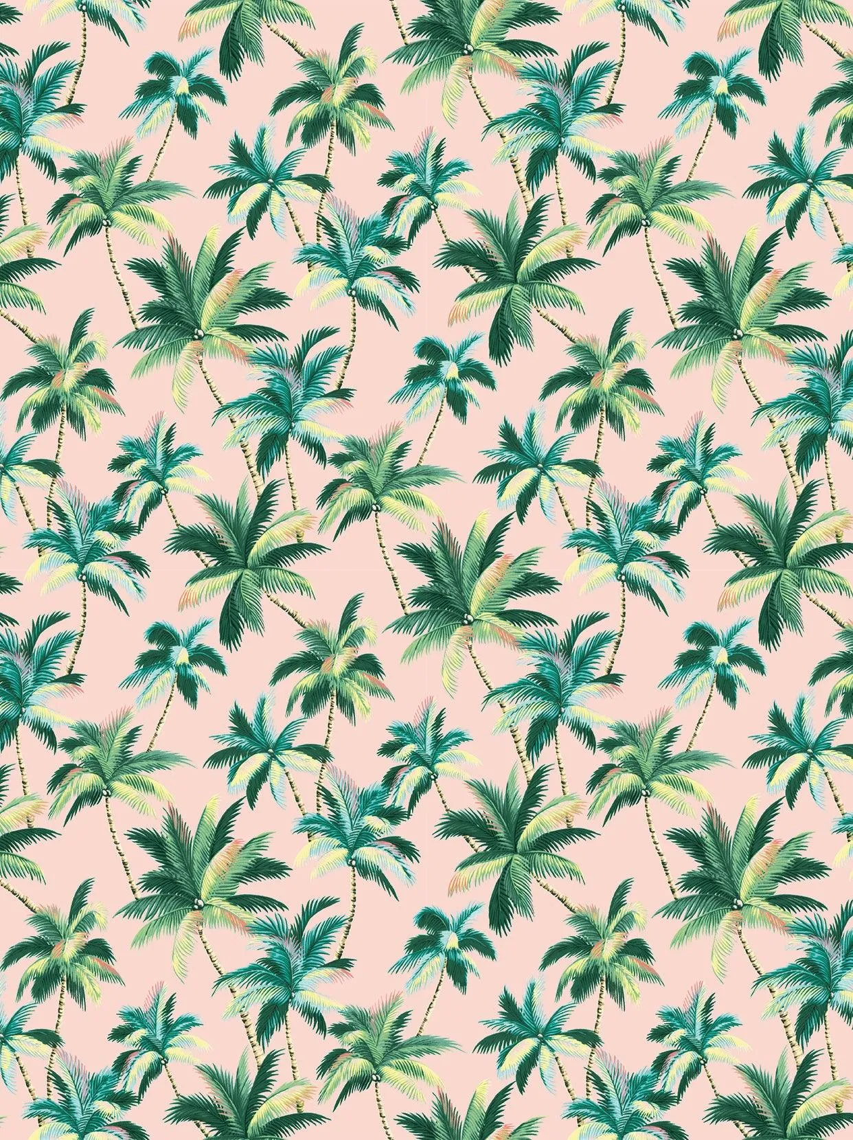 Green Coconut Trees on Pink Background Short-sleeve Golf Polo for Ladies