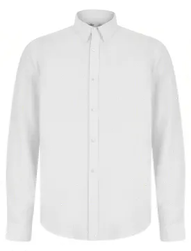 Helios Classic Collar Long Sleeve Cotton Linen Shirt in Bright White - Tokyo Laundry