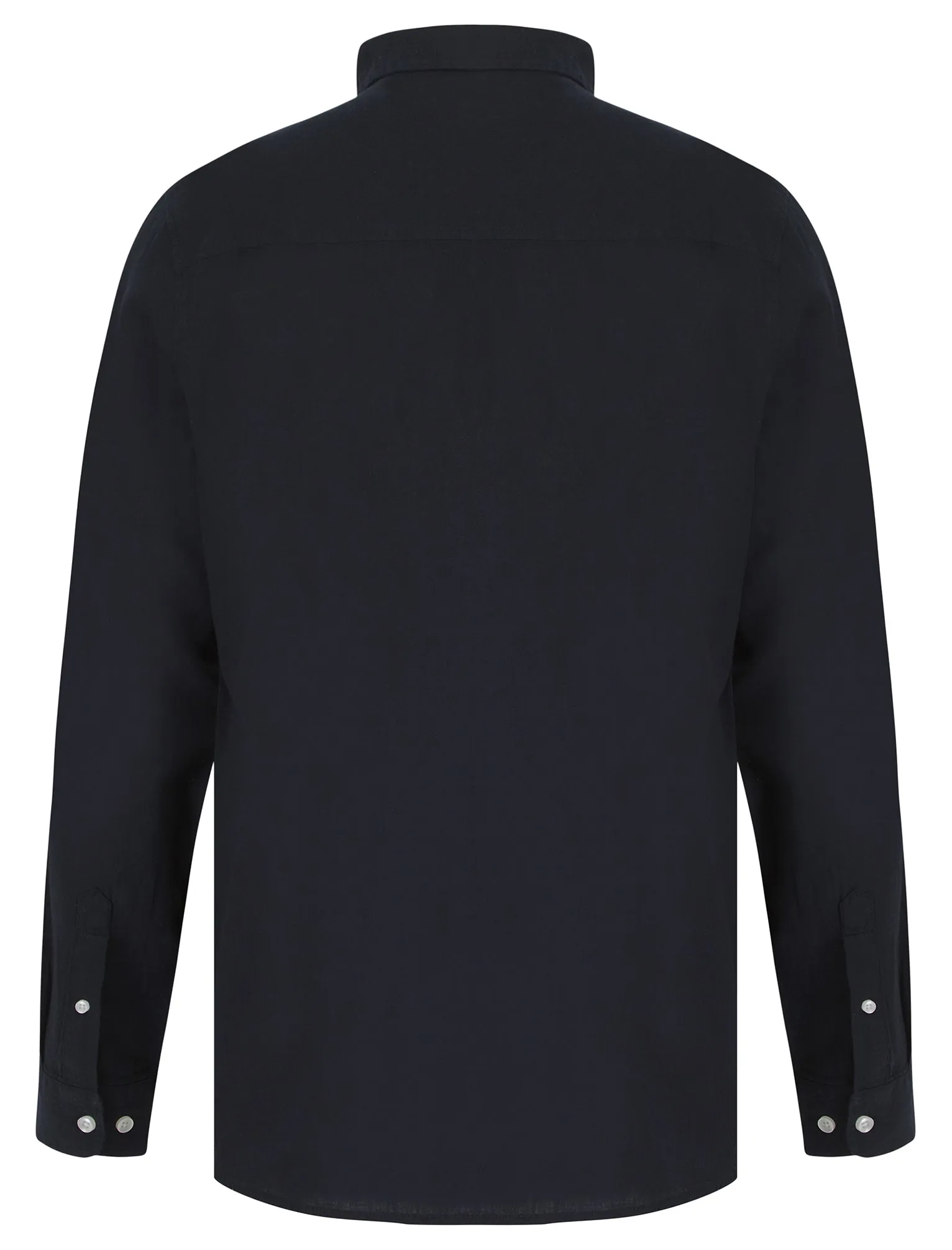 Helios Classic Collar Long Sleeve Cotton Linen Shirt in Sky Captain Navy - Tokyo Laundry