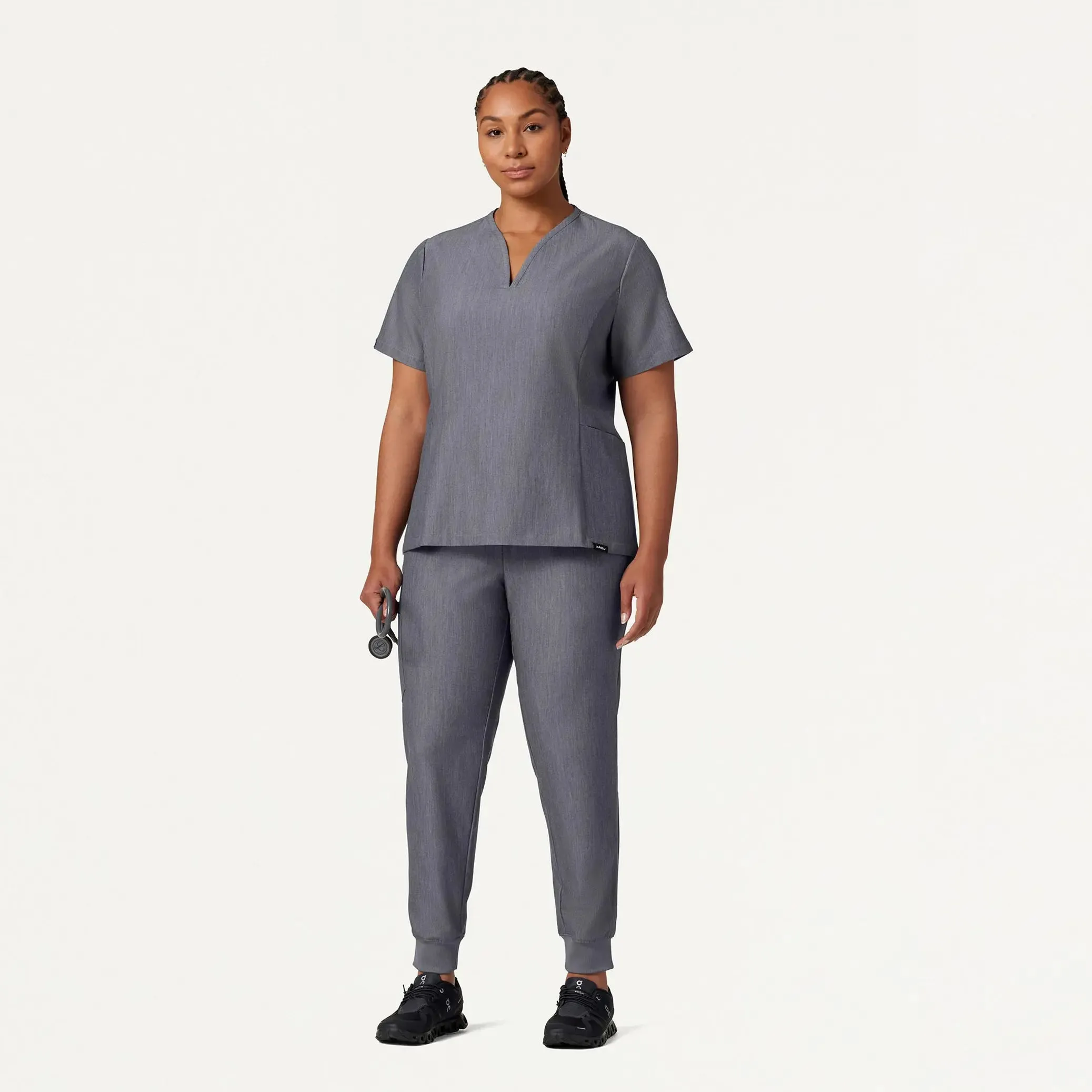 Jaanuu Women's Silex Slim Knit-Waist Scrub Jogger - Heather Gray
