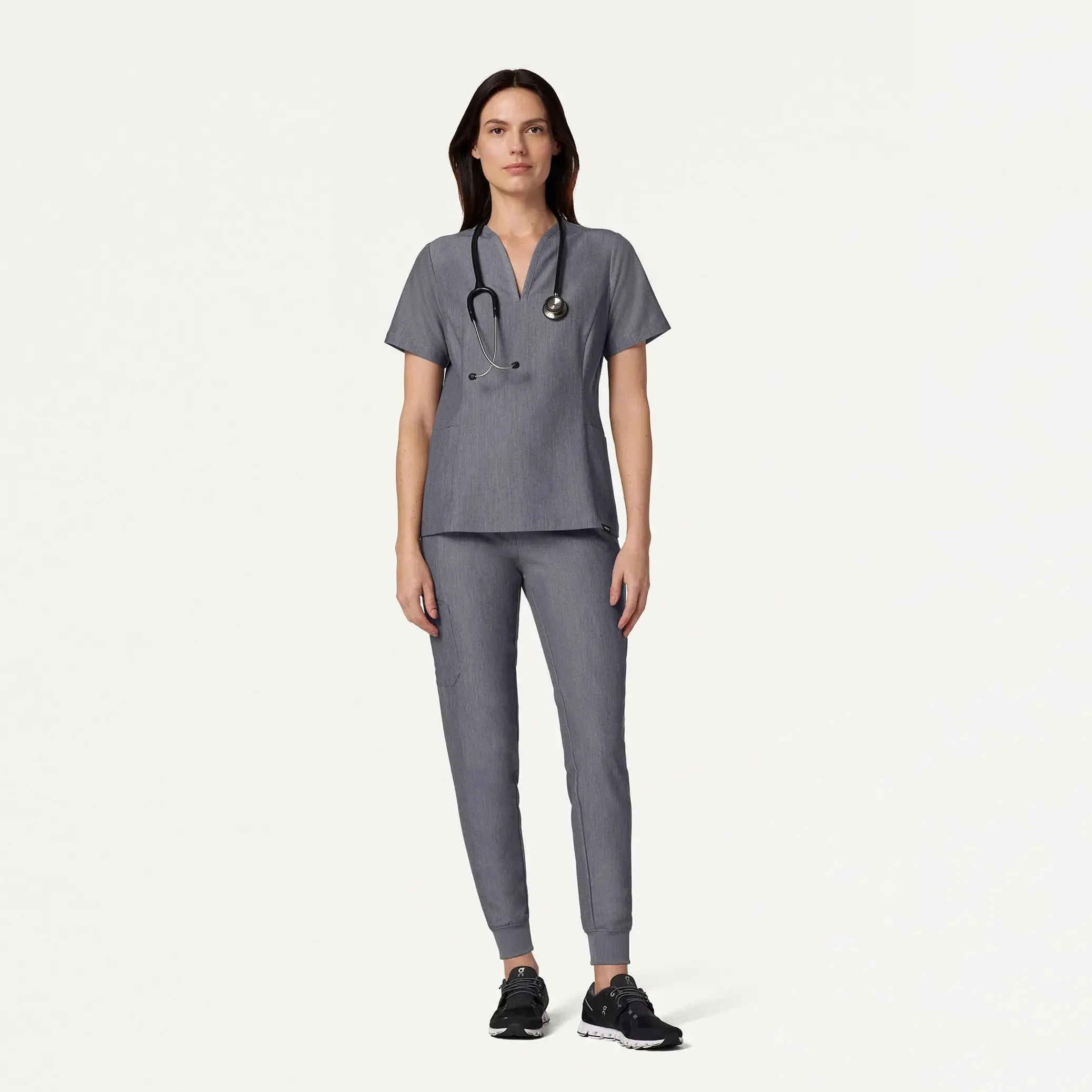 Jaanuu Women's Silex Slim Knit-Waist Scrub Jogger - Heather Gray