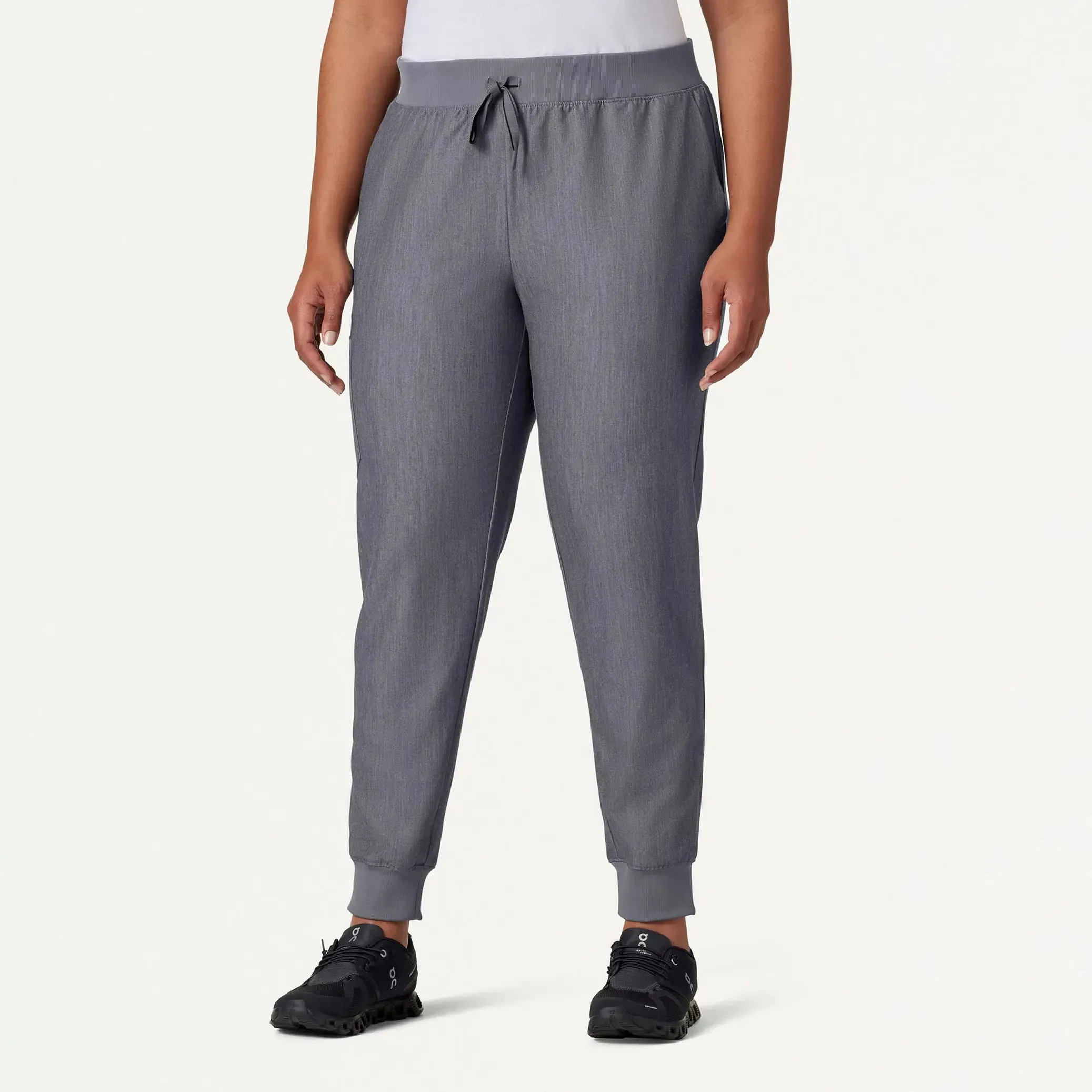 Jaanuu Women's Silex Slim Knit-Waist Scrub Jogger - Heather Gray