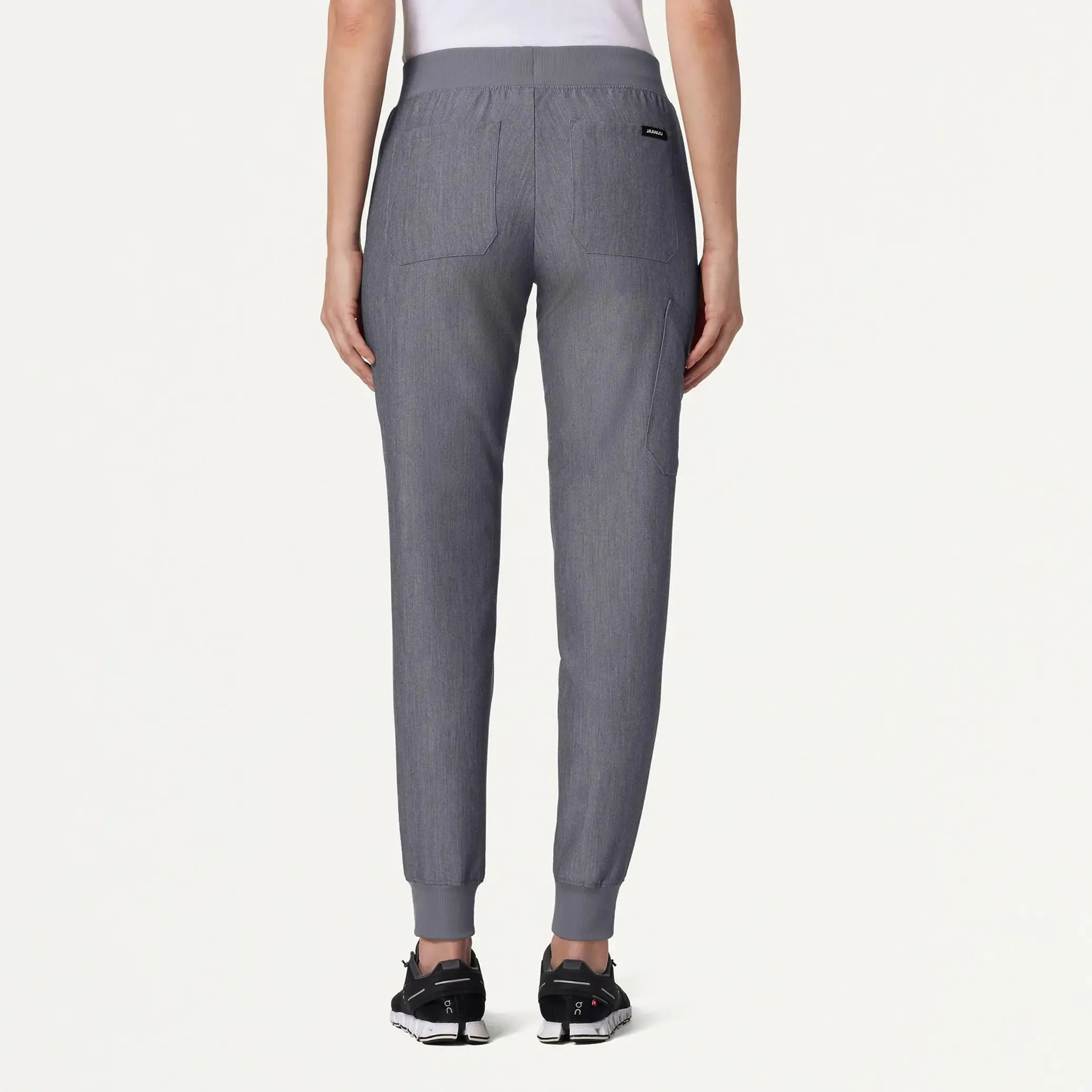 Jaanuu Women's Silex Slim Knit-Waist Scrub Jogger - Heather Gray