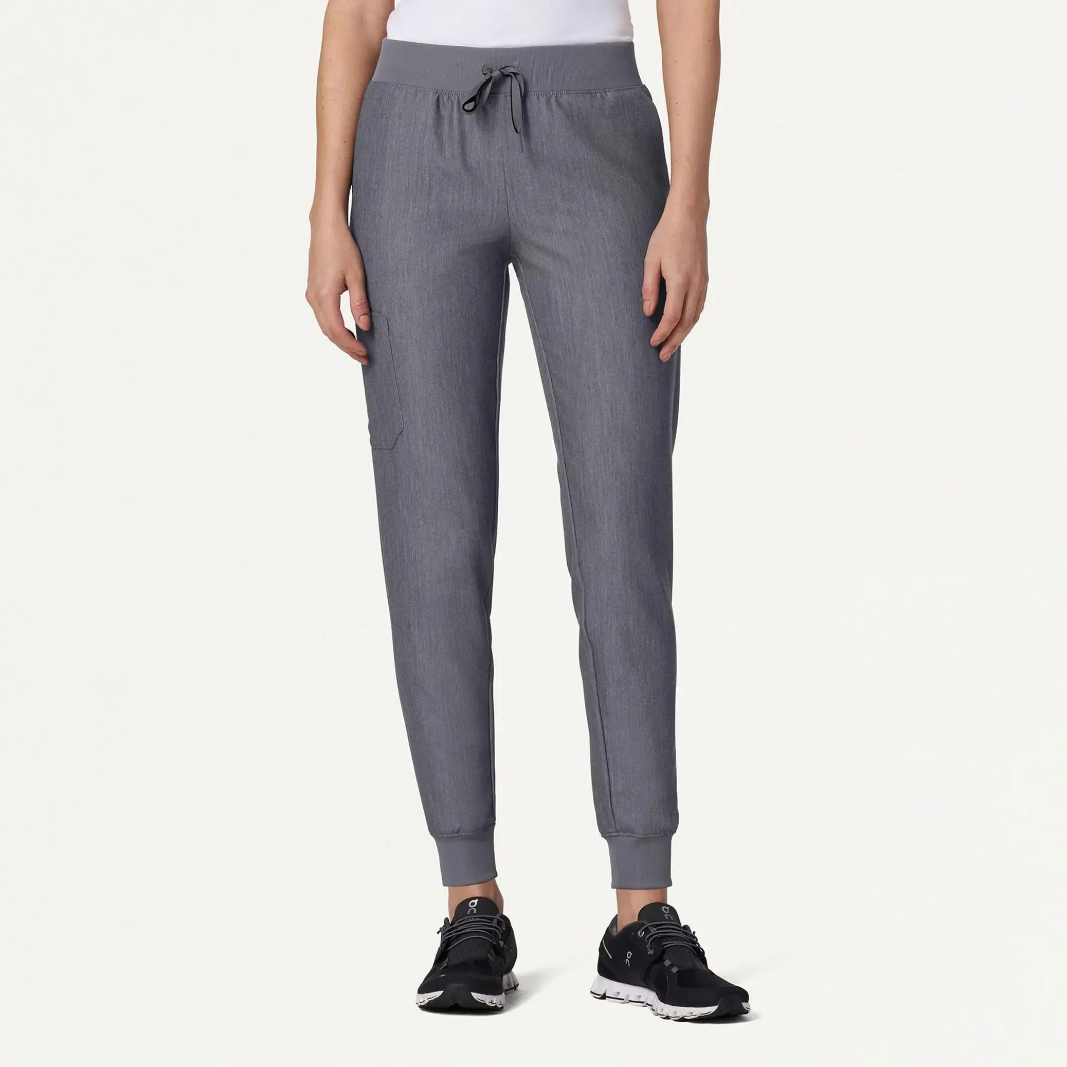 Jaanuu Women's Silex Slim Knit-Waist Scrub Jogger - Heather Gray