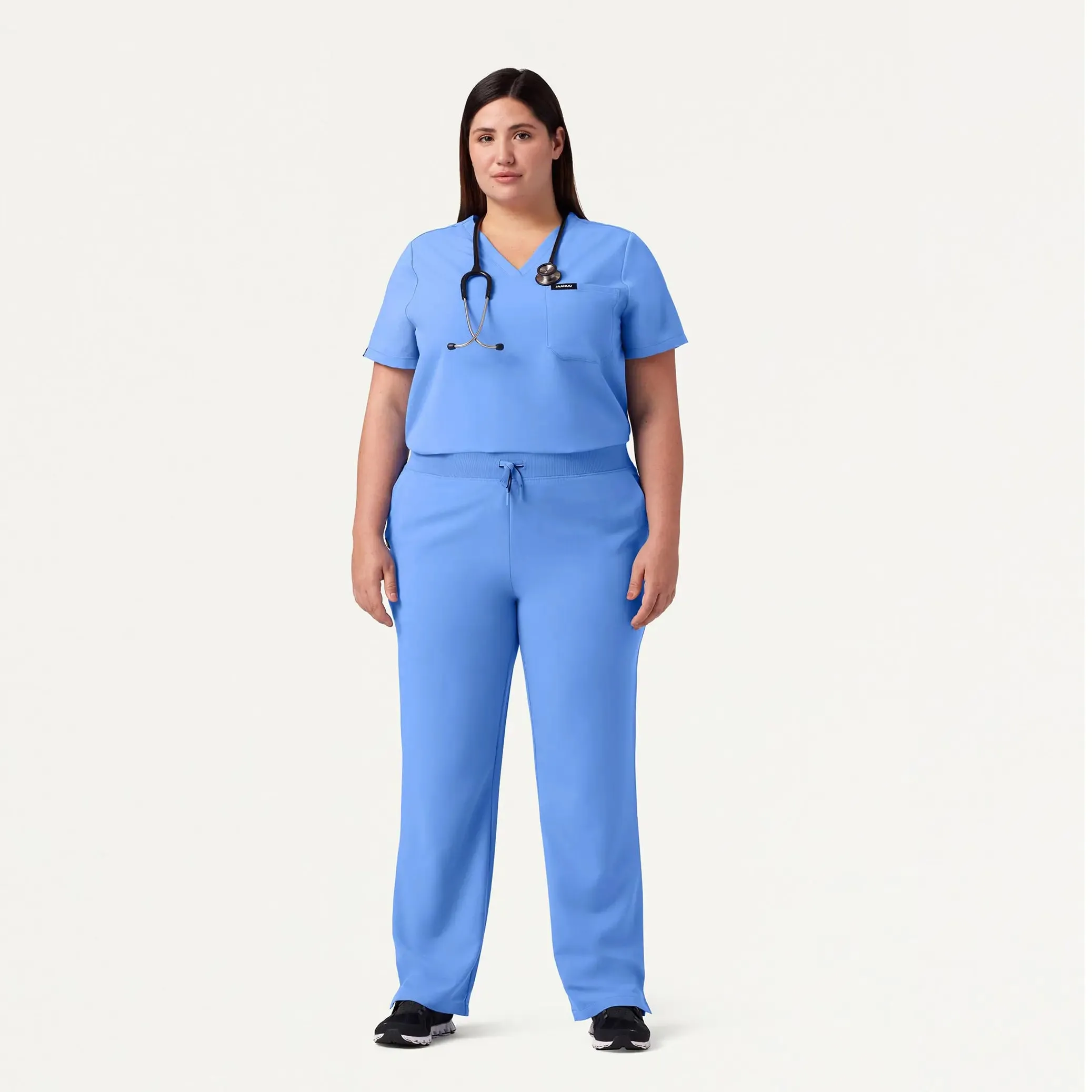 Jaanuu Women's Xenos Essential Knit-Waist Scrub Pant - Ceil Blue