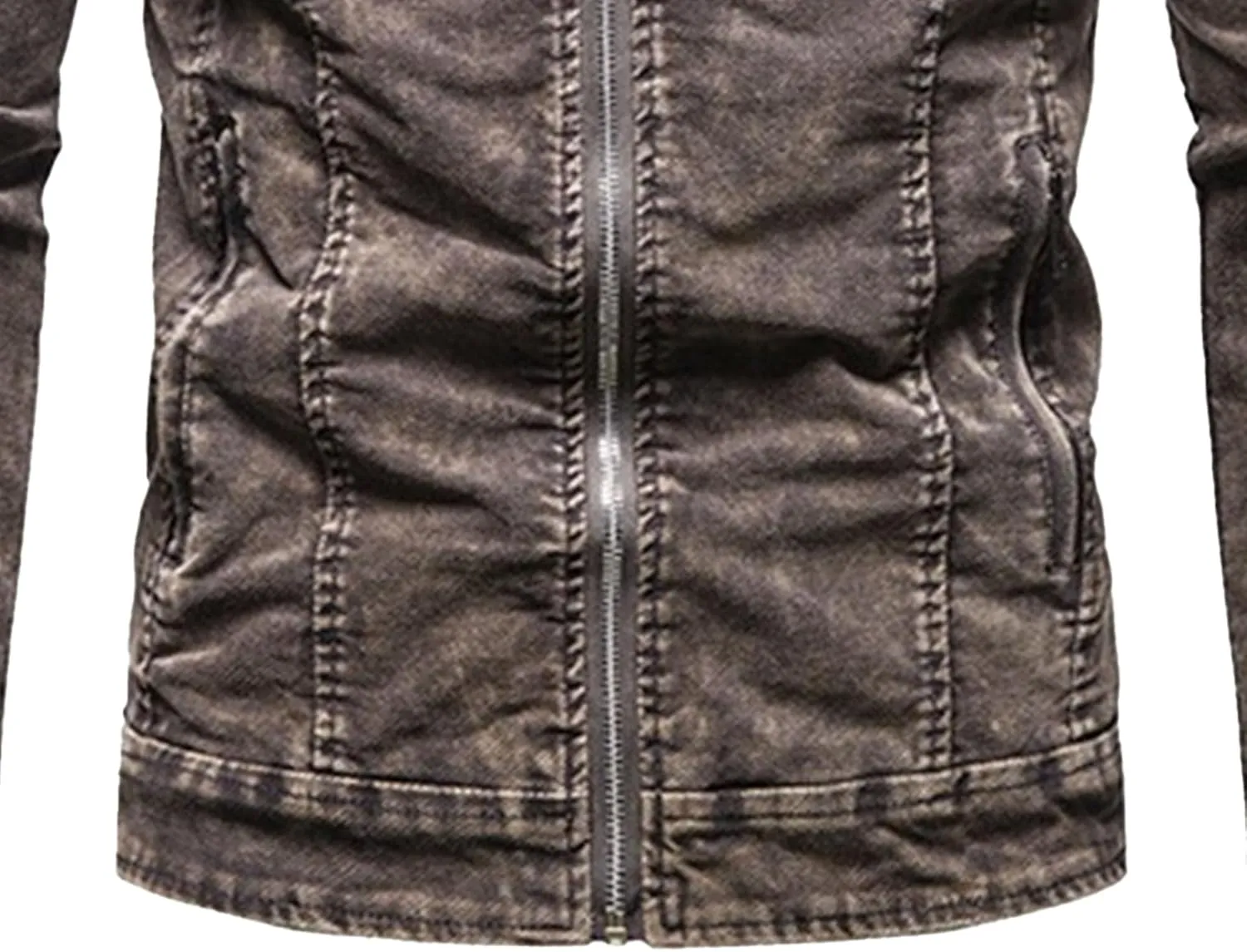 JEKE-DG Men's Lined Distressed Trucker Jean Jacket Casual Slim Fit Comfort Denim Jacket Vintage Zip Up Warm Jackets