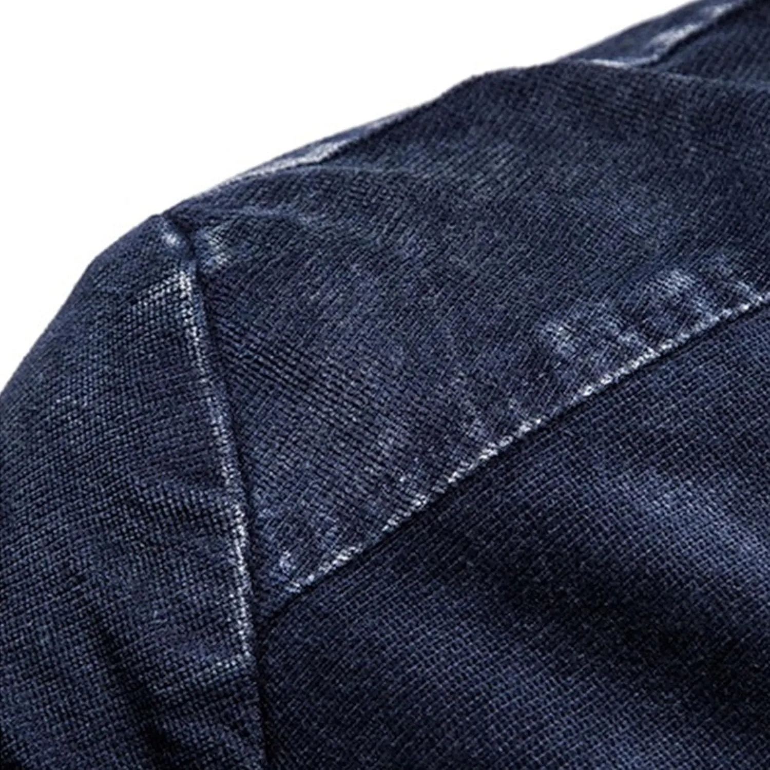 JEKE-DG Men's Lined Distressed Trucker Jean Jacket Casual Slim Fit Comfort Denim Jacket Vintage Zip Up Warm Jackets