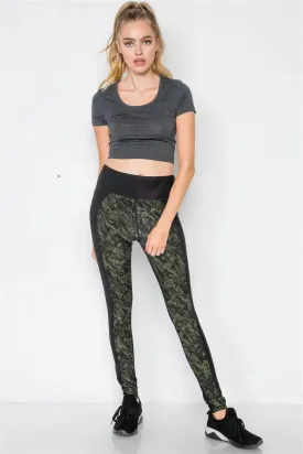 Jet Black Riffle Green Watercolor High-Rise Legging /1-2-2-1