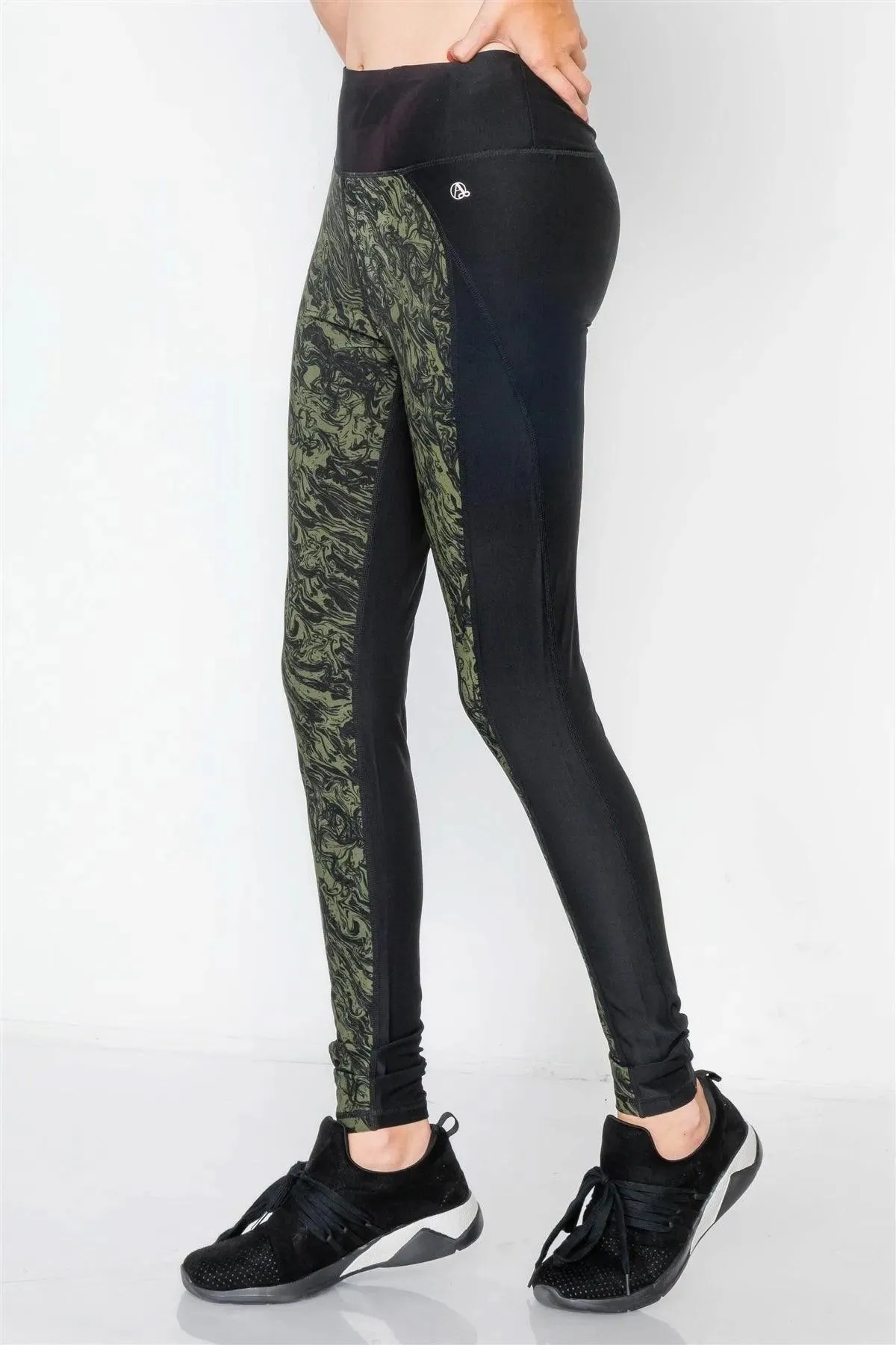 Jet Black Riffle Green Watercolor High-Rise Legging /1-2-2-1