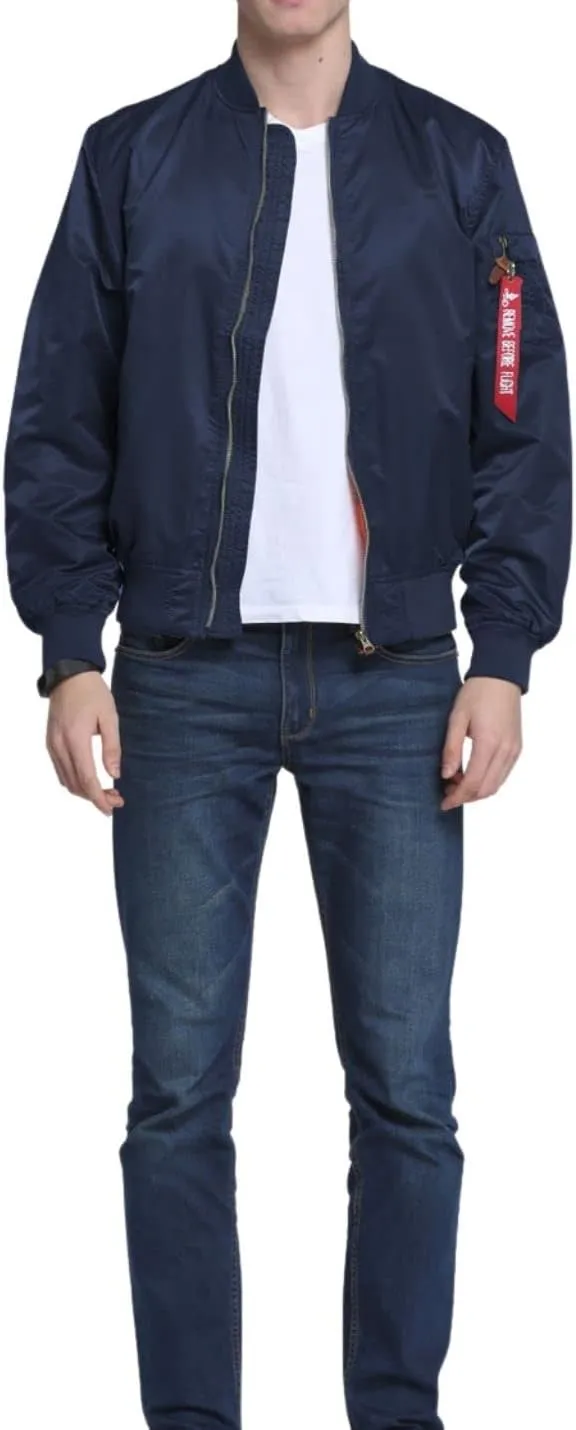 Kinkia Men's Aviator Bomber Jacket Casual Zip Up Flight Lightweight Windbreaker Jackets