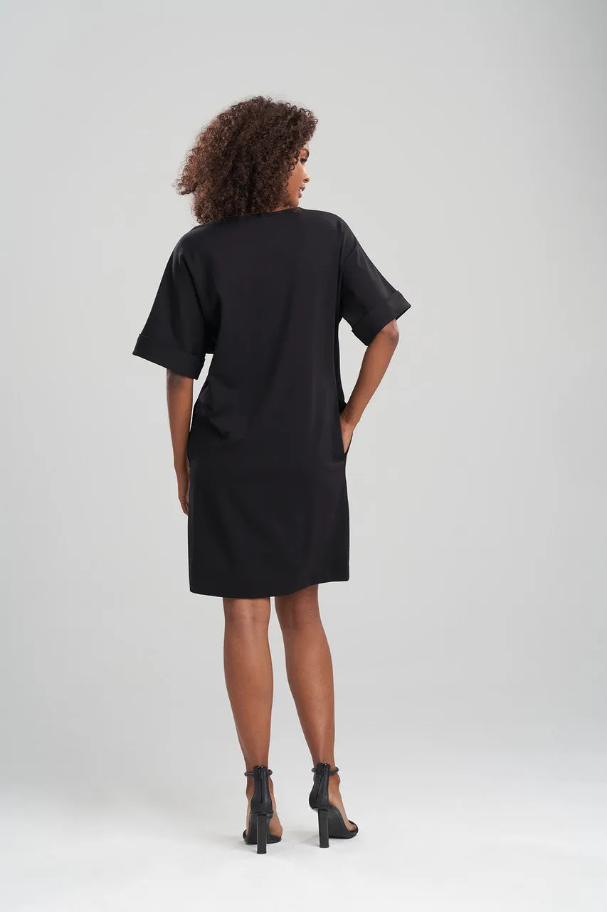 Light Weight Ponte Brushstroke Embroidered T-Shirt Dress