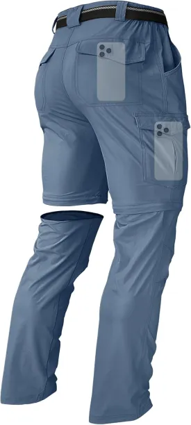 Men's Hiking Convertible Zip Off Pants Outdoor Waterproof Quick Dry Lightweight Fishing Safari Travel Cargo Work Pants