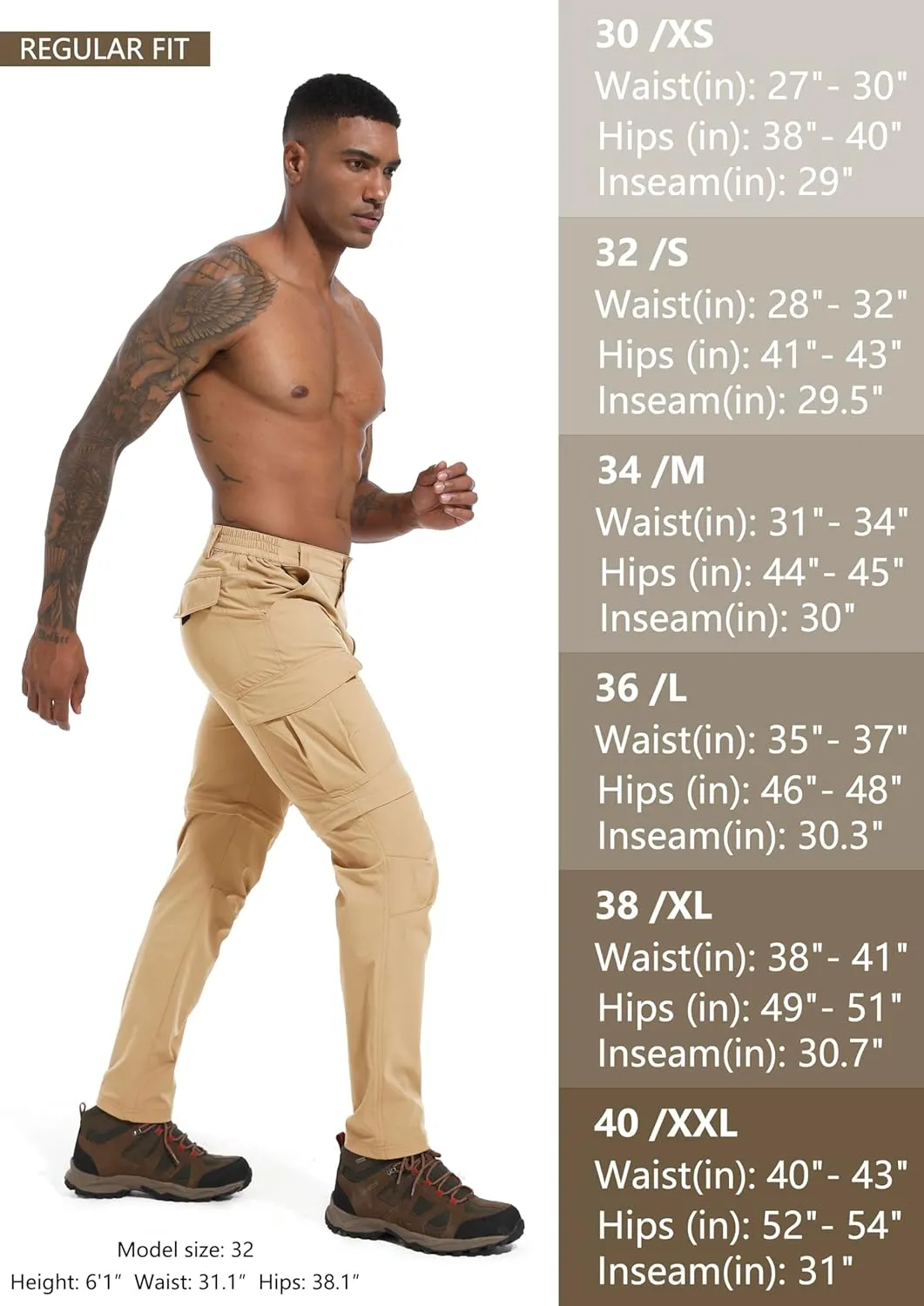 Men's Lightweight Hiking Cargo Work Pants Quick Dry Water Resistant Fishing Travel Climbing Outdoor Stretch Pants