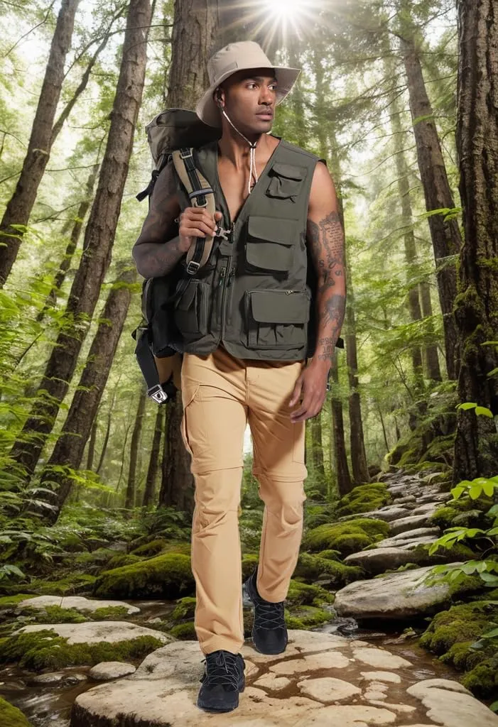 Men's Lightweight Hiking Cargo Work Pants Quick Dry Water Resistant Fishing Travel Climbing Outdoor Stretch Pants
