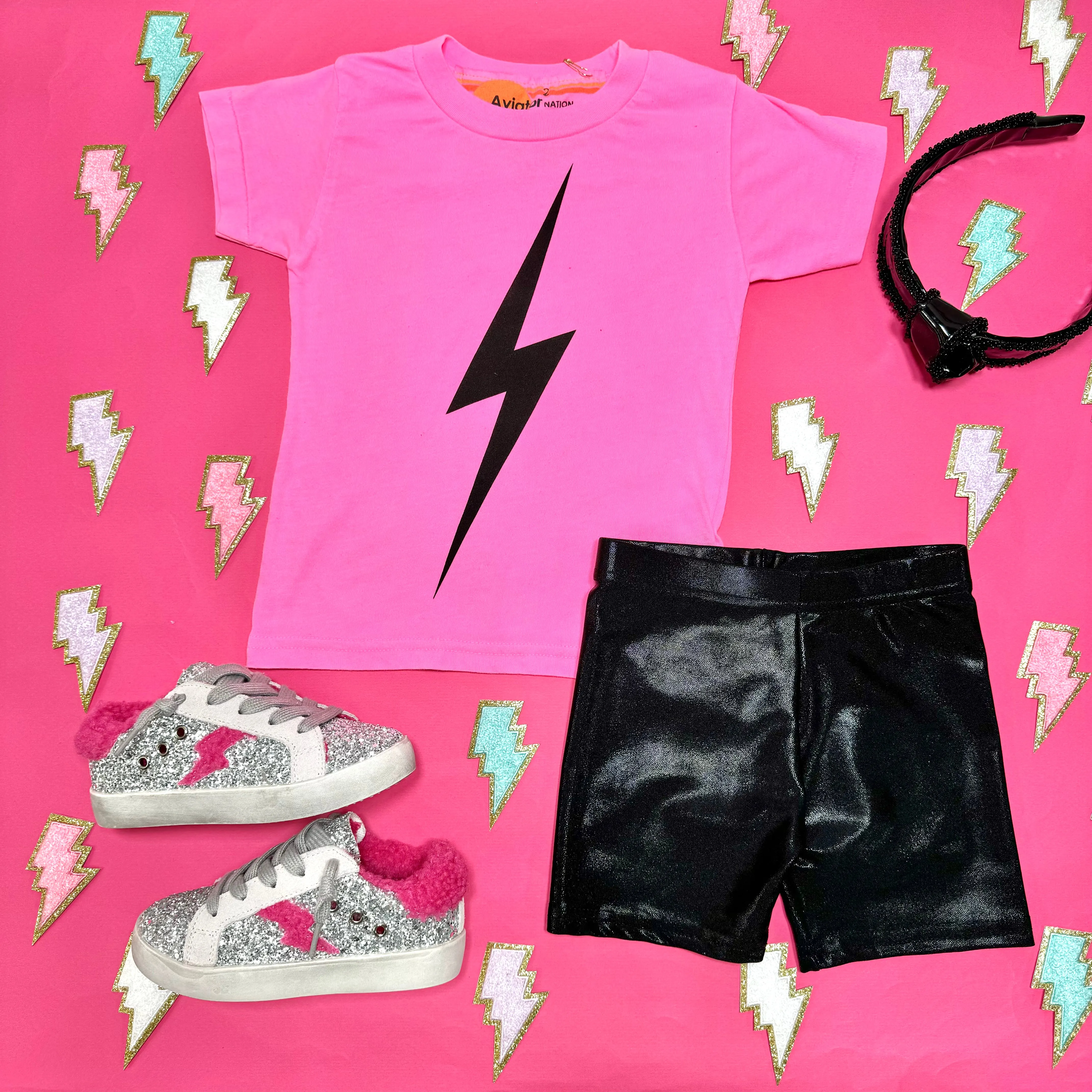 METALLIC BIKER SHORTS