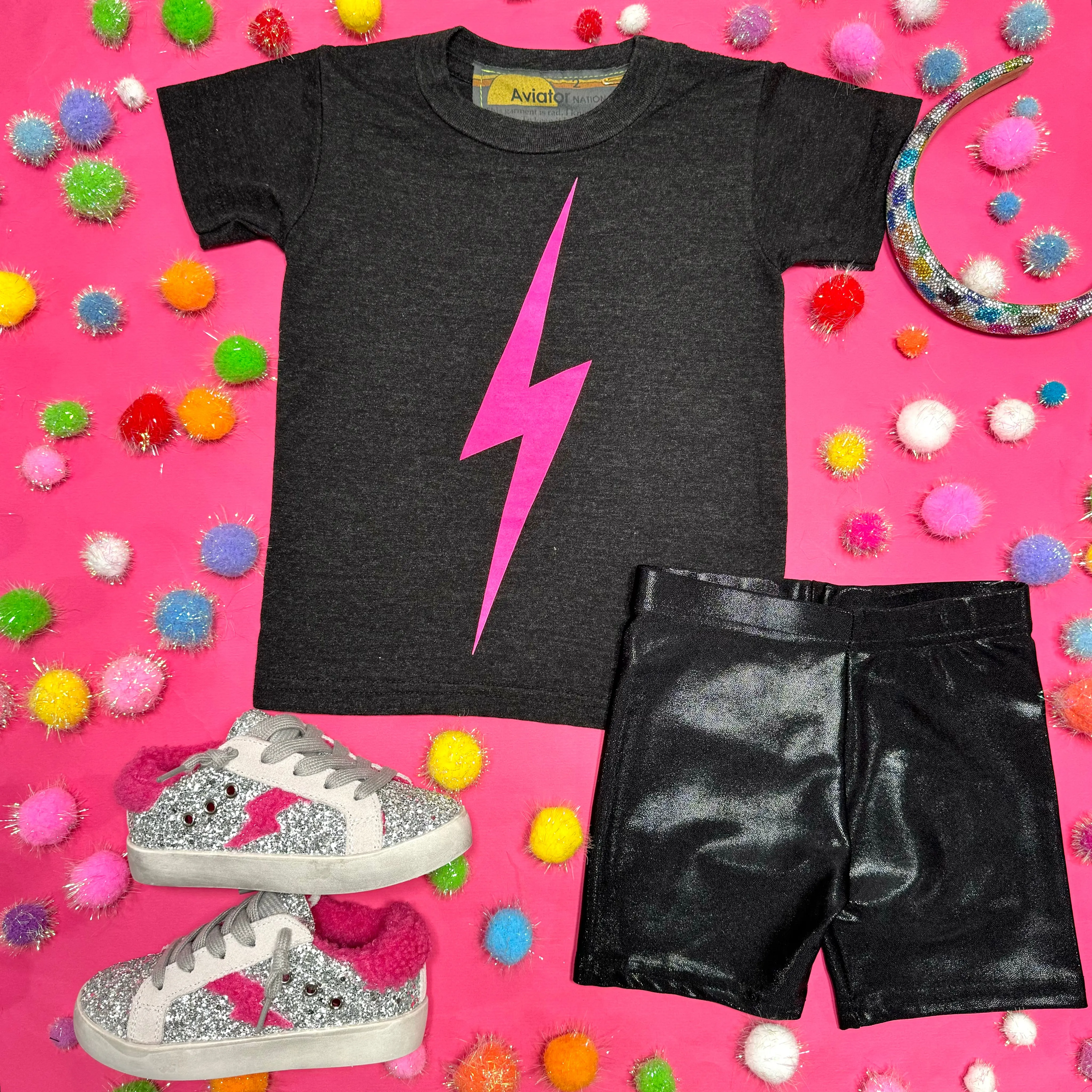 METALLIC BIKER SHORTS