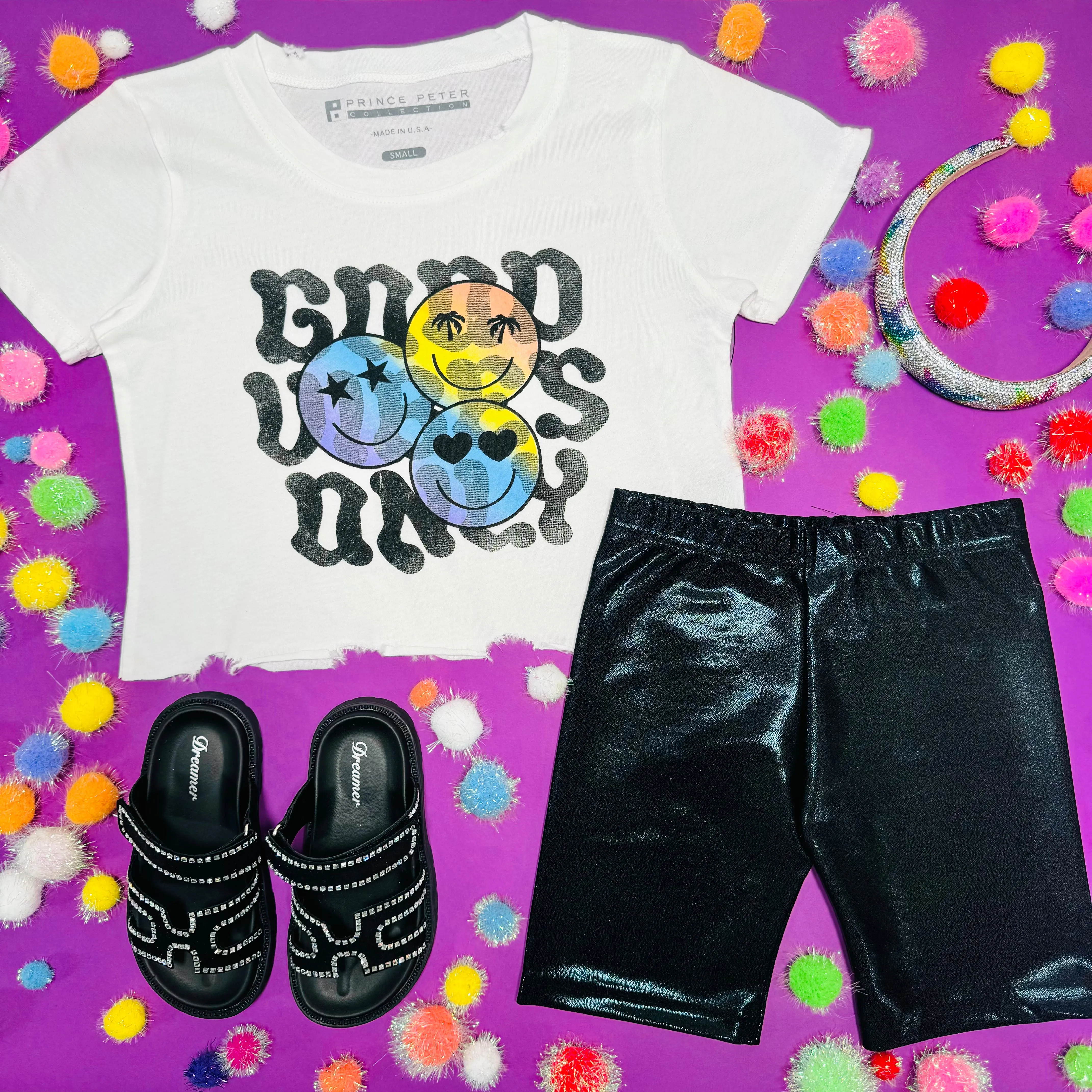 METALLIC BIKER SHORTS