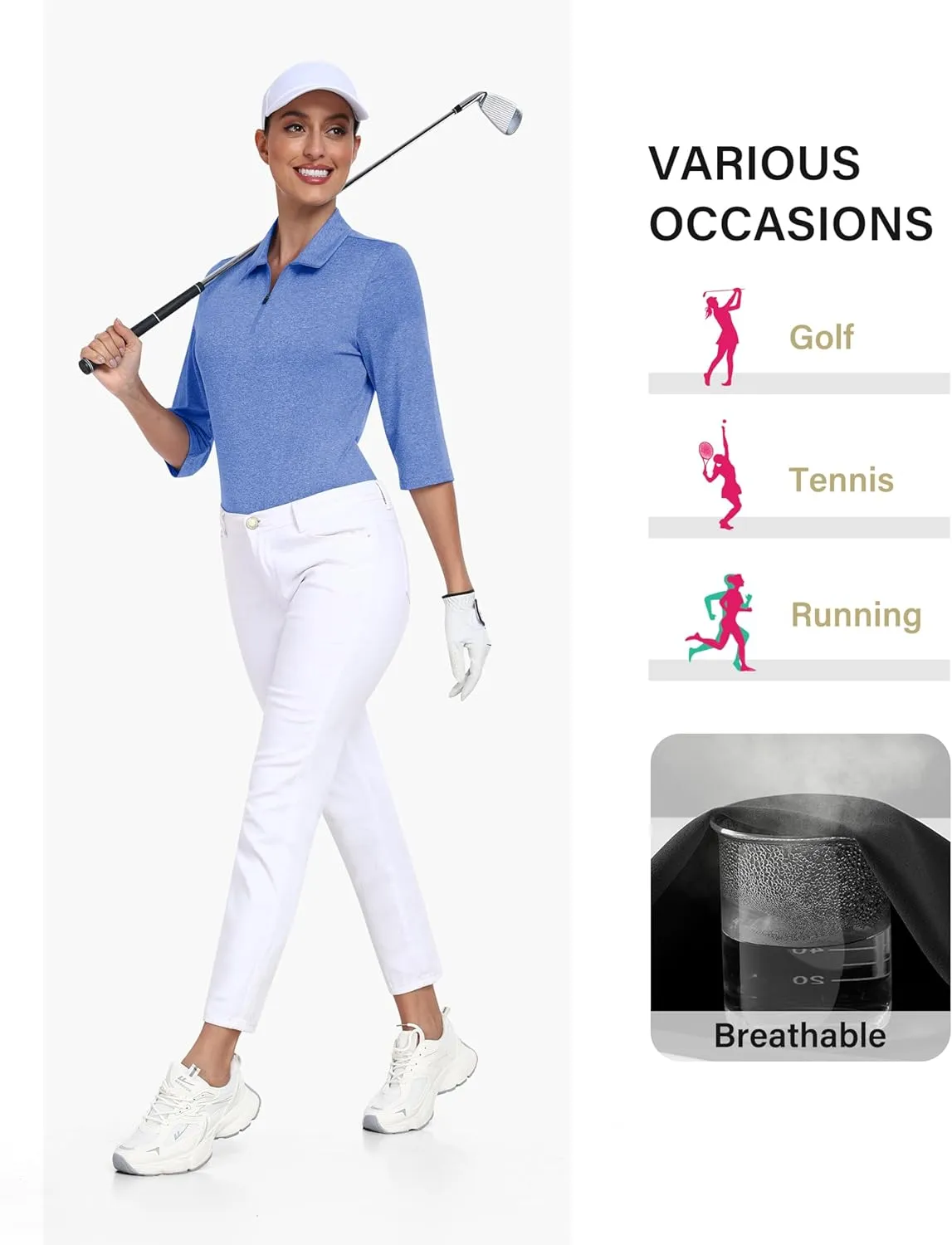 MoFiz Womens Short Sleeve Golf Polo Shirts Quick Dry Camo Lightweight UPF 50  Tennis Sports Athletic Tops Casual