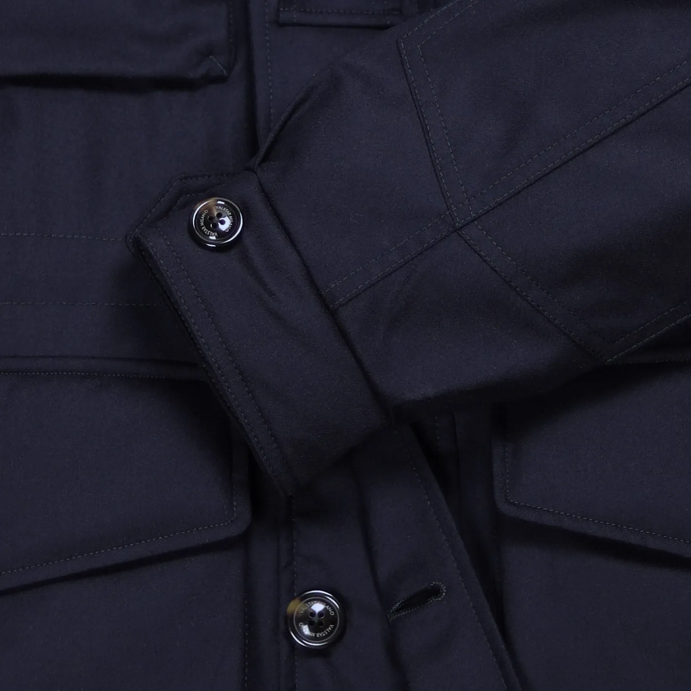 Navy Wool Down Padded Field Jacket