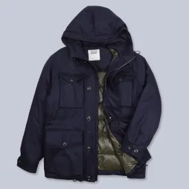 Navy Wool Down Padded Field Jacket