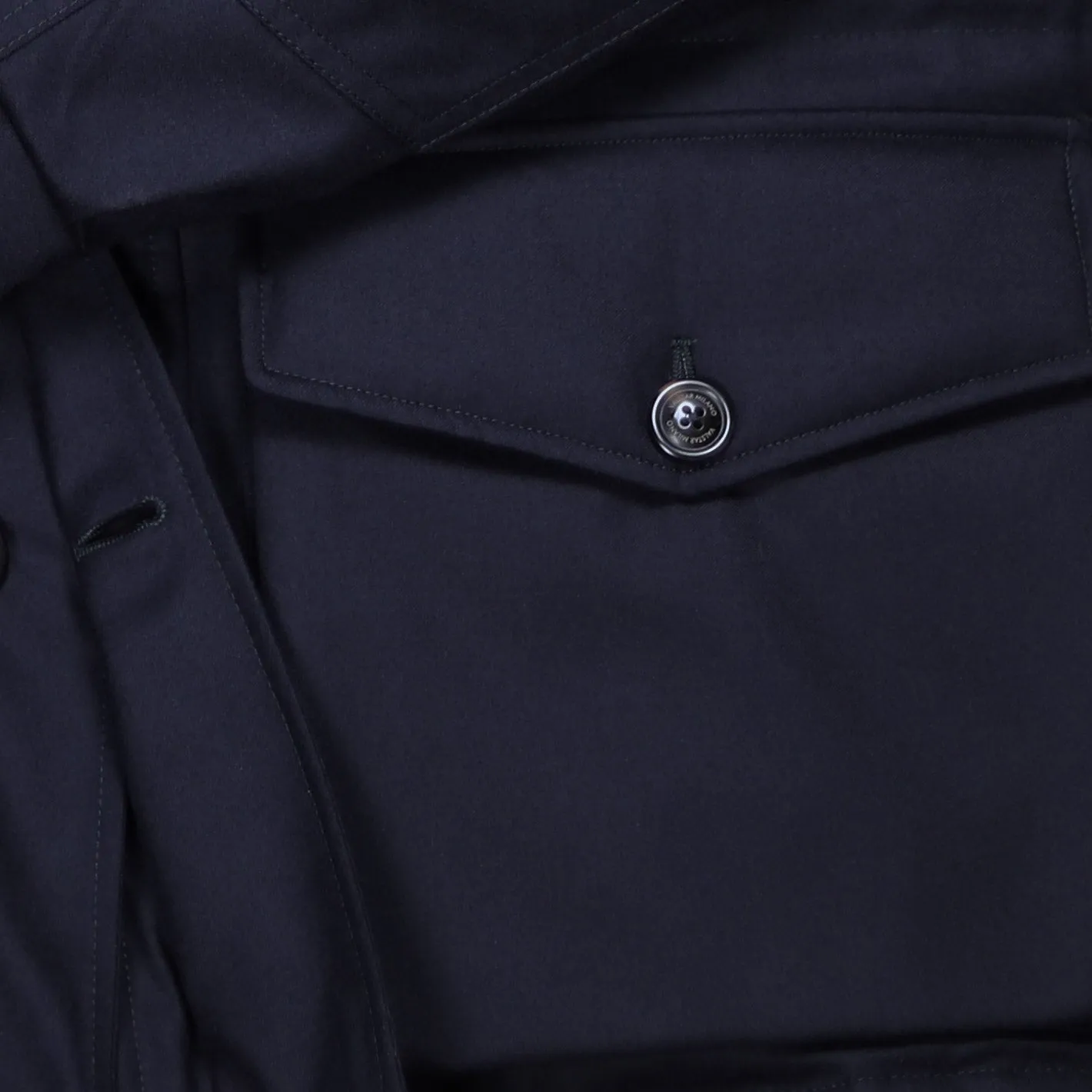Navy Wool Down Padded Field Jacket