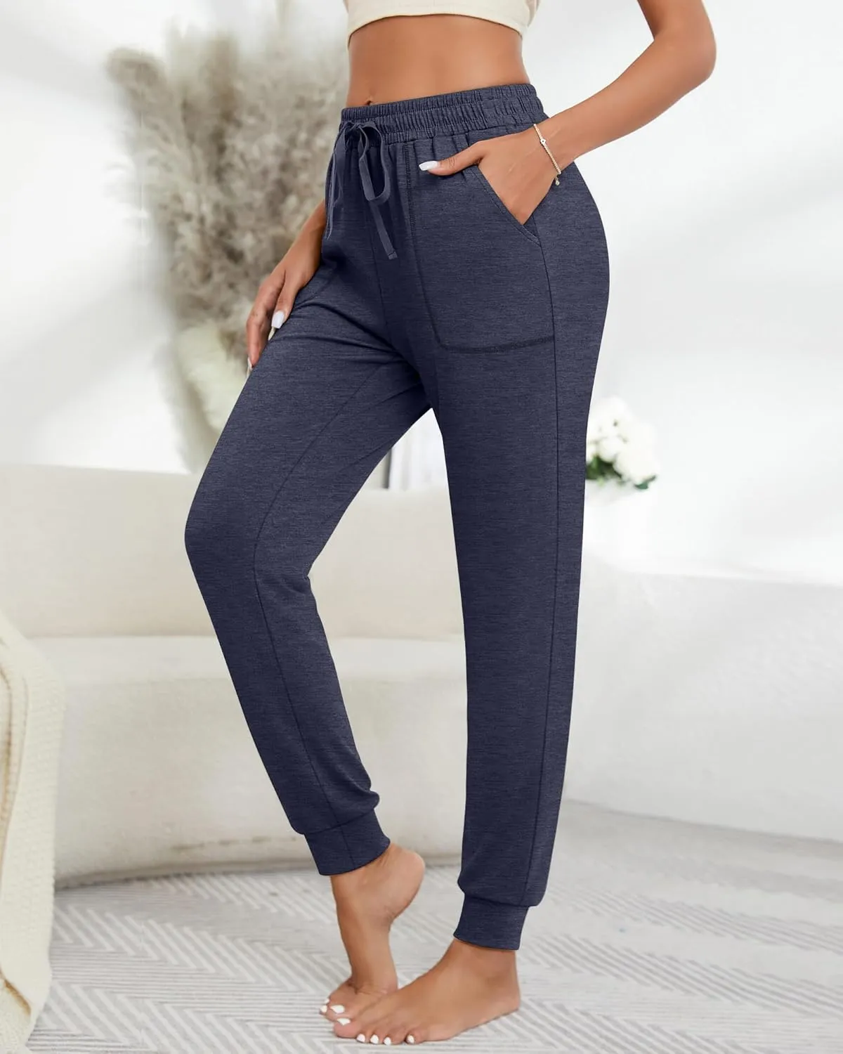 Neer 3 Pack Women's Sweatpants with Pockets, Soft Jogger Pants Lightweight Lounge Athletic Pants for Workout Running Yoga