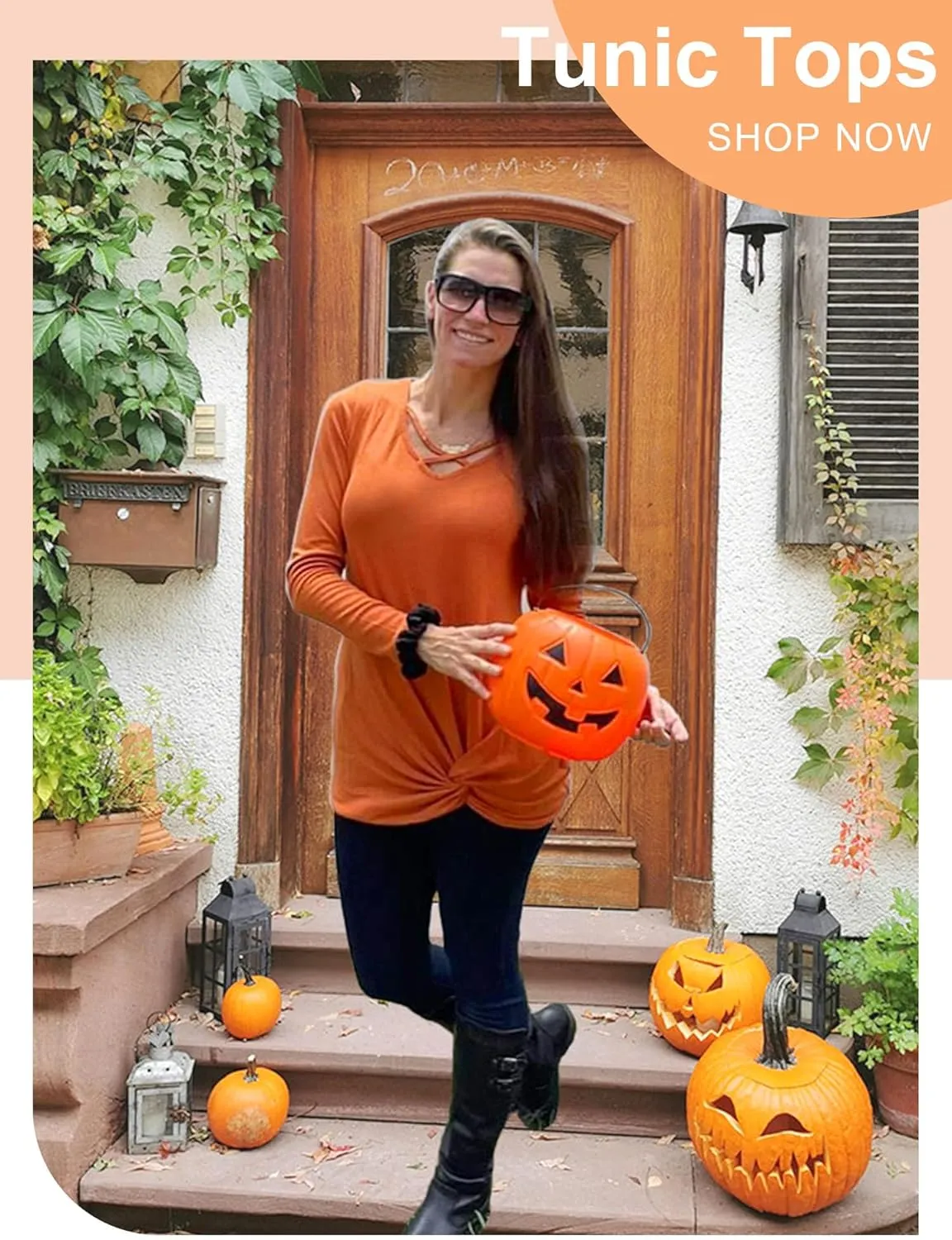 NIASHOT Womens Long Sleeves Tops V Neck Casual Fall Sweaters Shirts